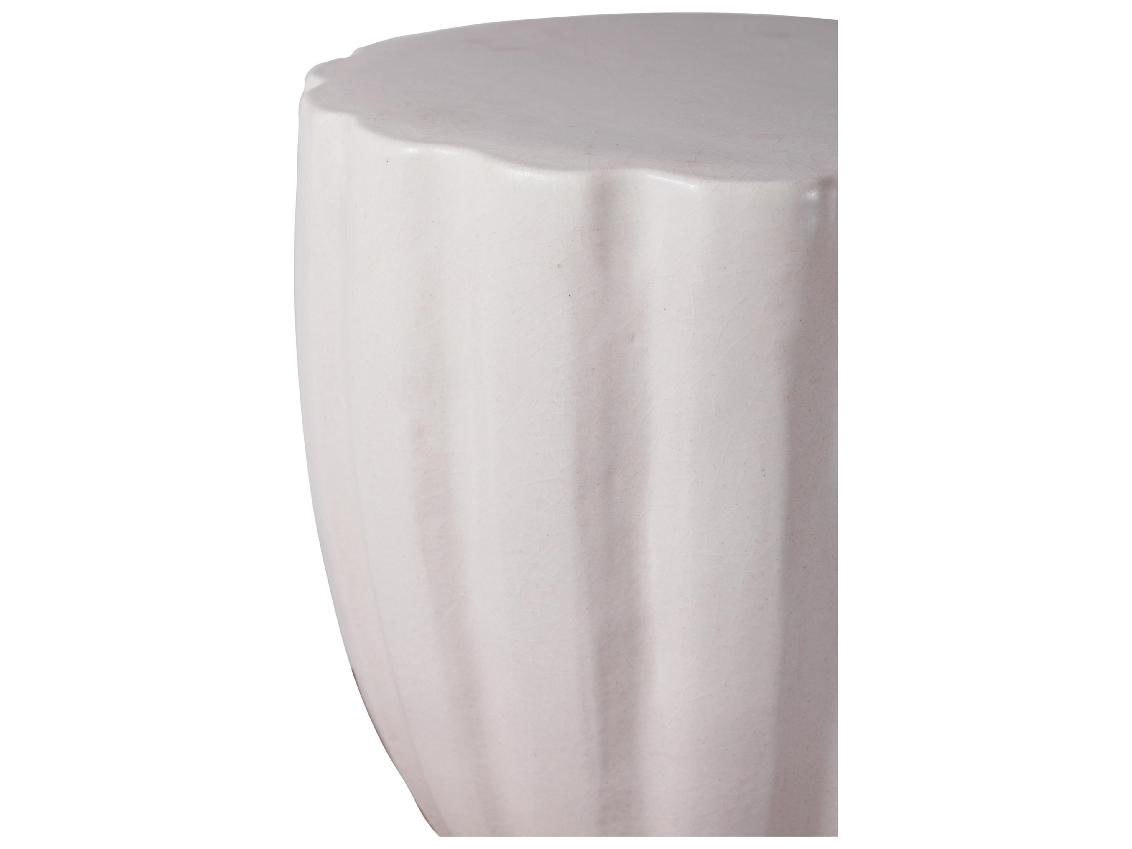 Seasonal Living Ceramics Linen Semi-gloss Ceramic Round End Table