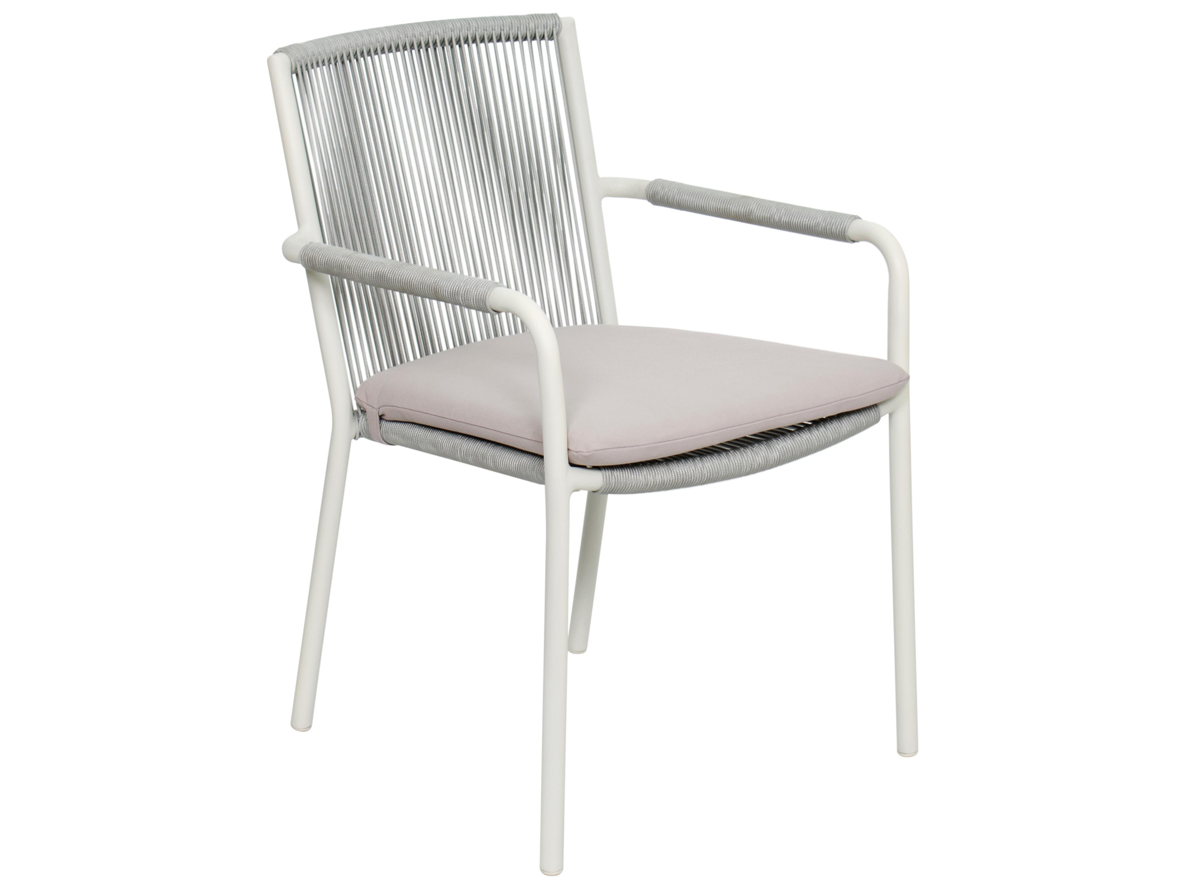 Seasonal Living Archipelago Coconut White Aluminum Stockholm Dining Armchair Set of 2