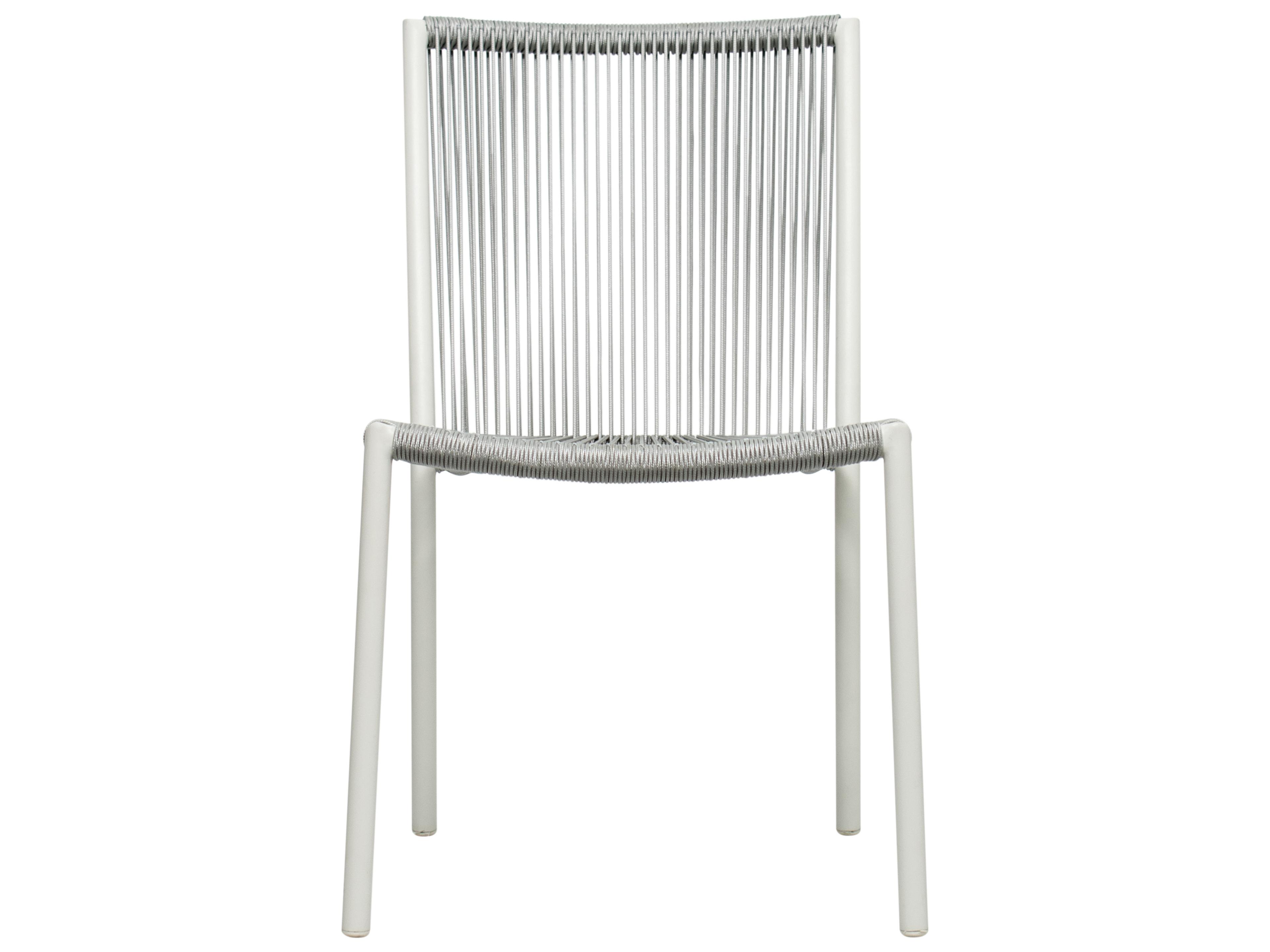 Seasonal Living Archipelago Coconut White Aluminum Stockholm Outdoor Patio Dining Side Chair Set of 2