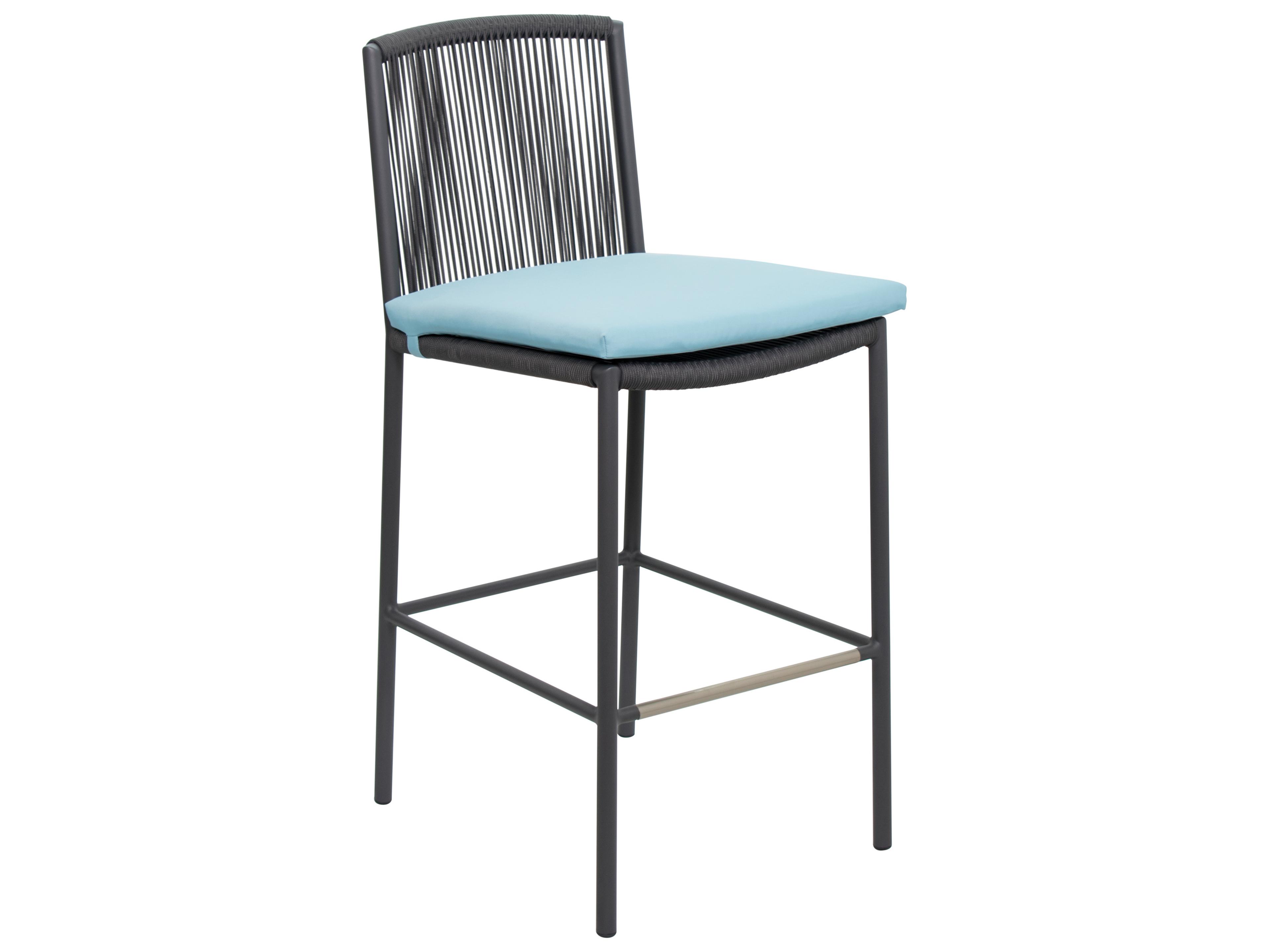 Seasonal Living Archipelago Dark Gray Aluminum Stockholm Outdoor Patio Bar Side Chair Set of 2