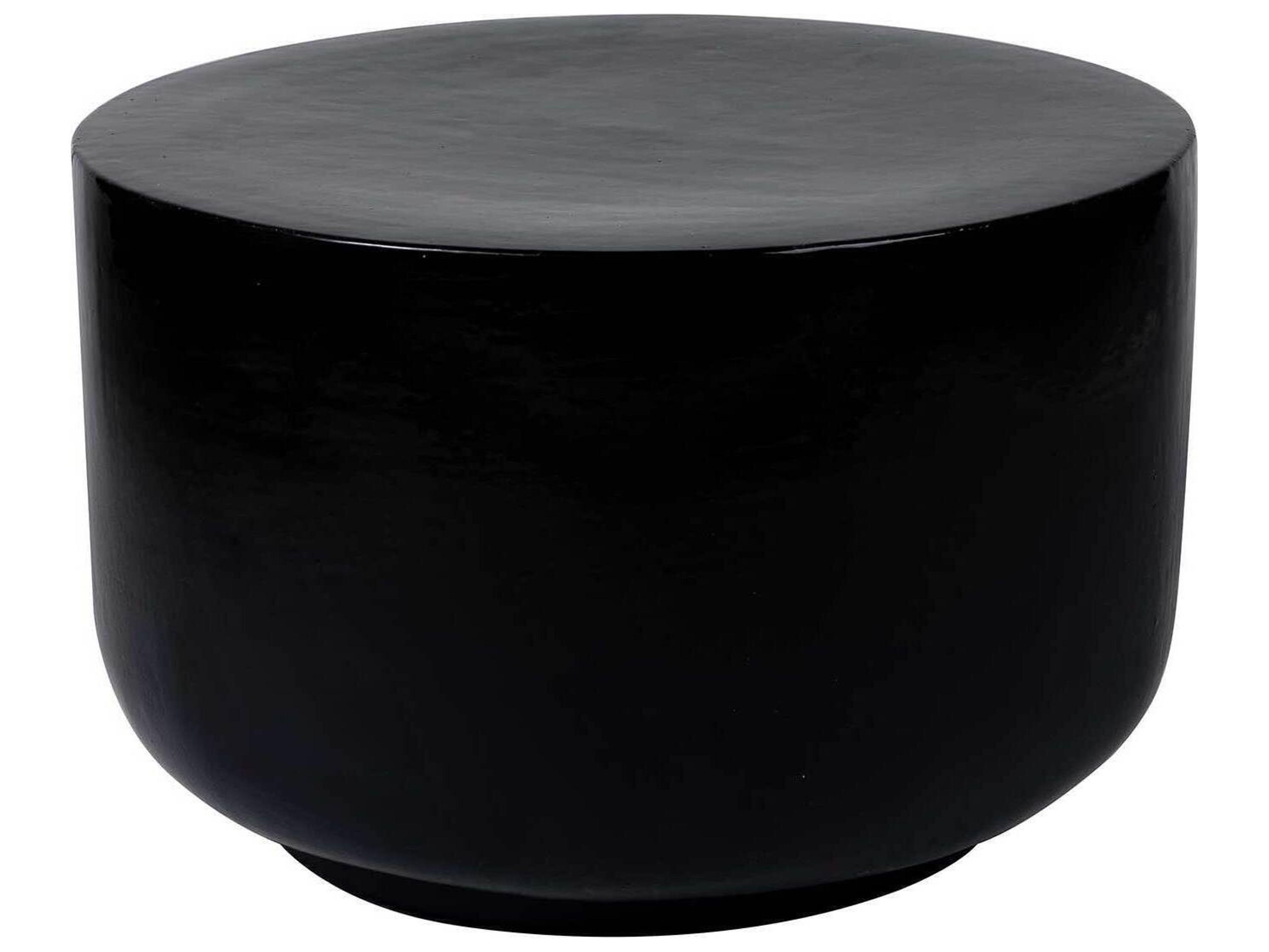 Provenance Ceramic Jet Gloss/Coal Semigloss Serenity Grazed Round Outdoor Patio Side Table