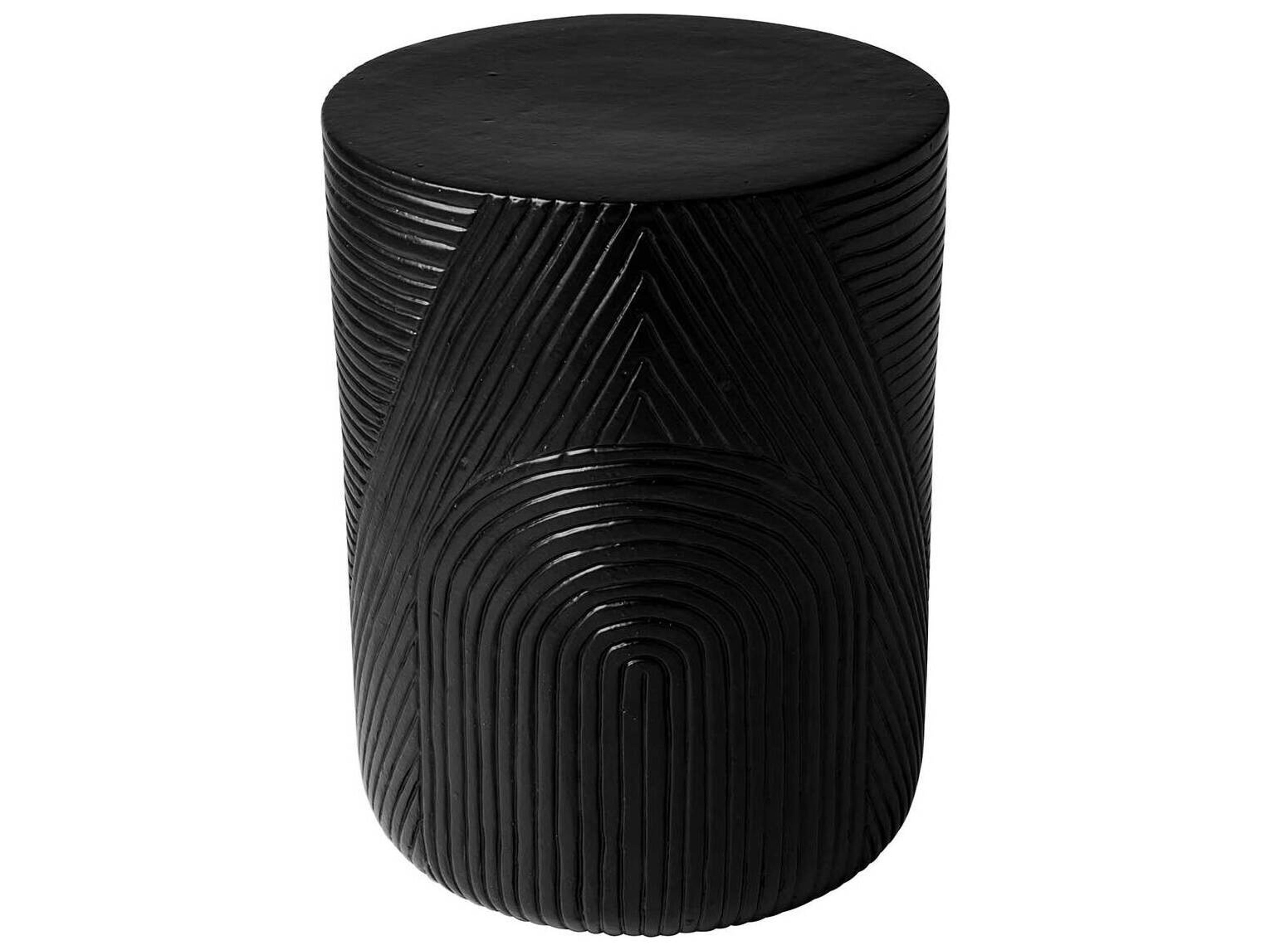 Provenance Ceramic Coal Semigloss Serenity Textured Round Outdoor Patio Side Table