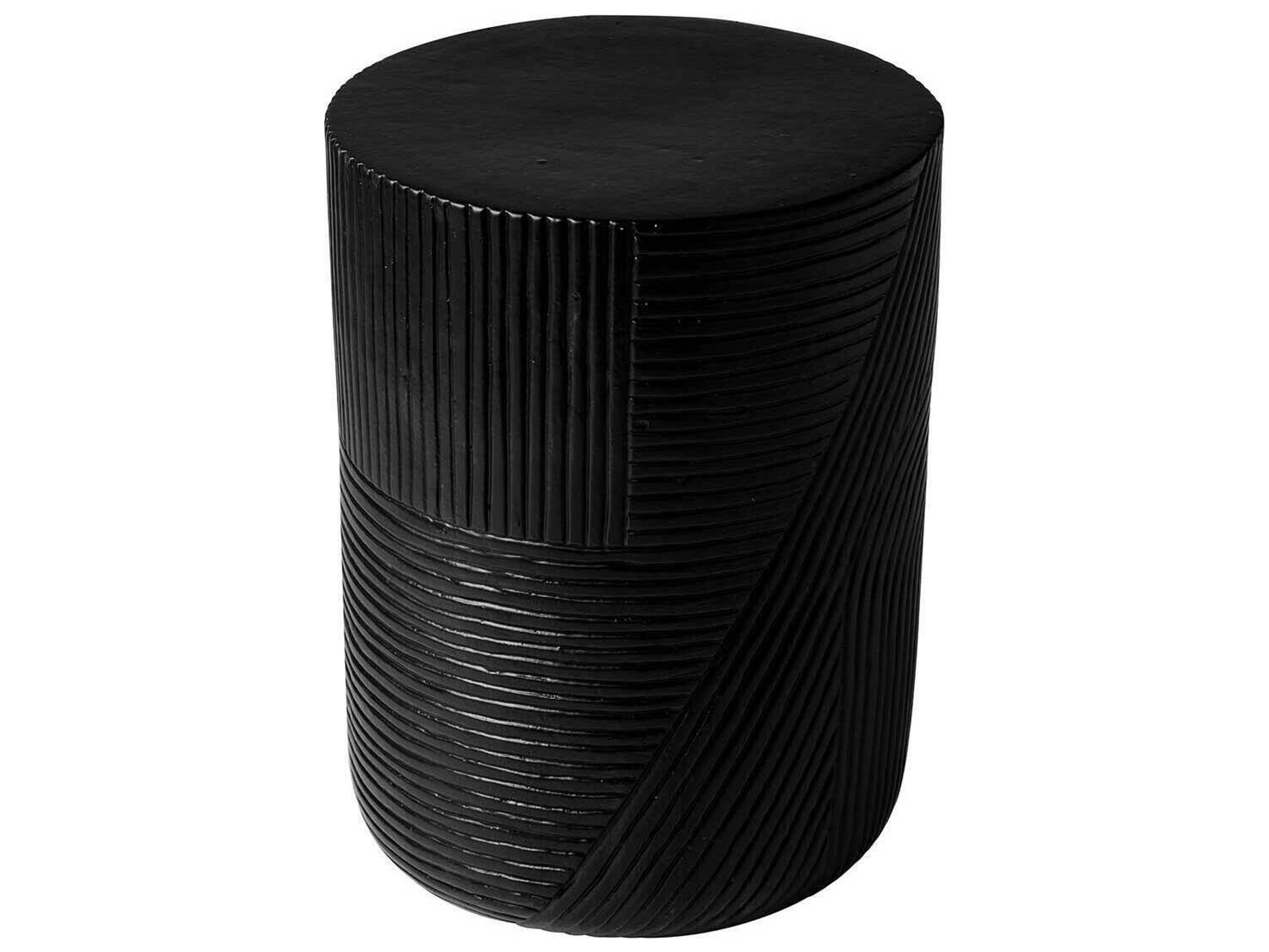 Seasonal Living Provenance Ceramic Coal Semigloss Serenity Textured Round Outdoor Patio Side Table