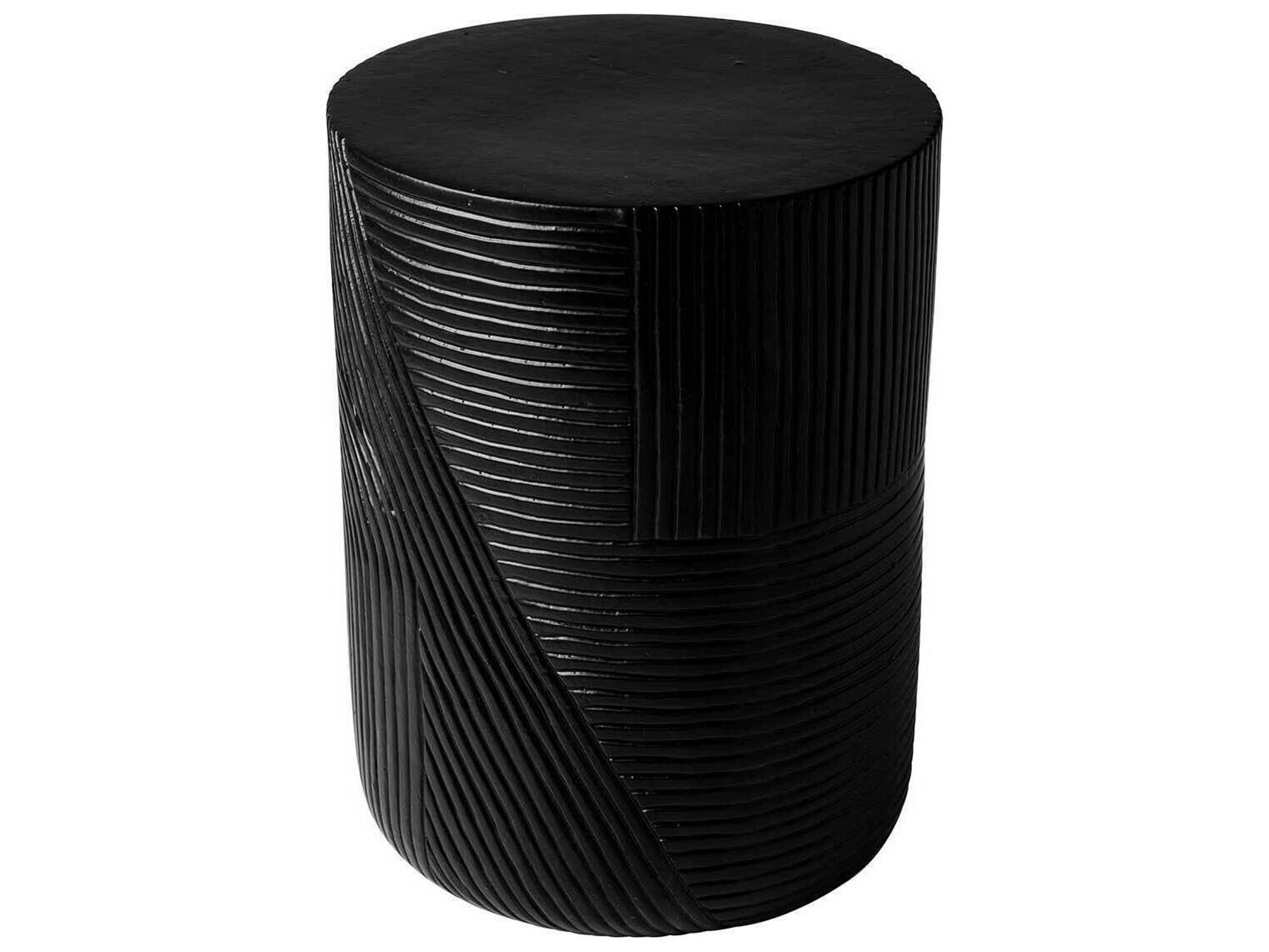 Seasonal Living Provenance Ceramic Coal Semigloss Serenity Textured Round Outdoor Patio Side Table