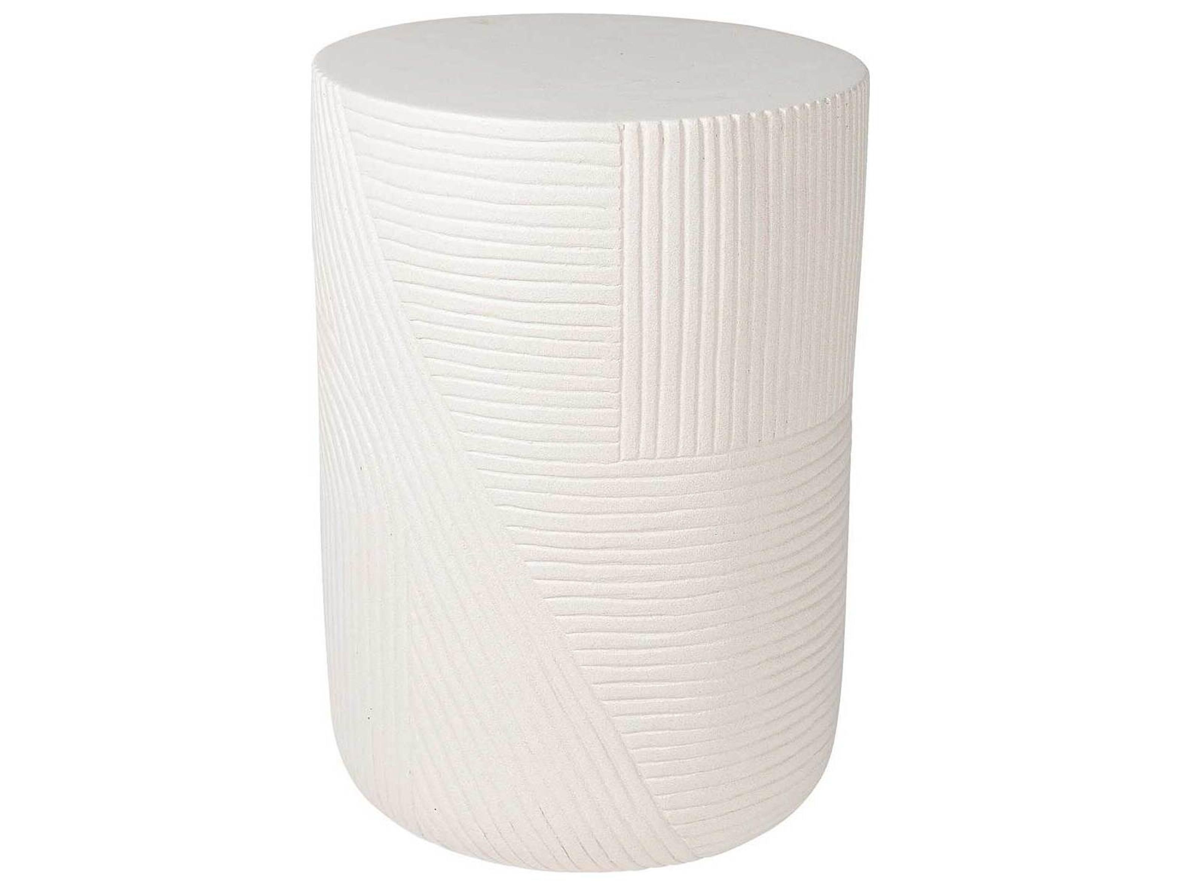 Seasonal Living Provenance Ceramic Sand Matte Round Outdoor Patio End Table