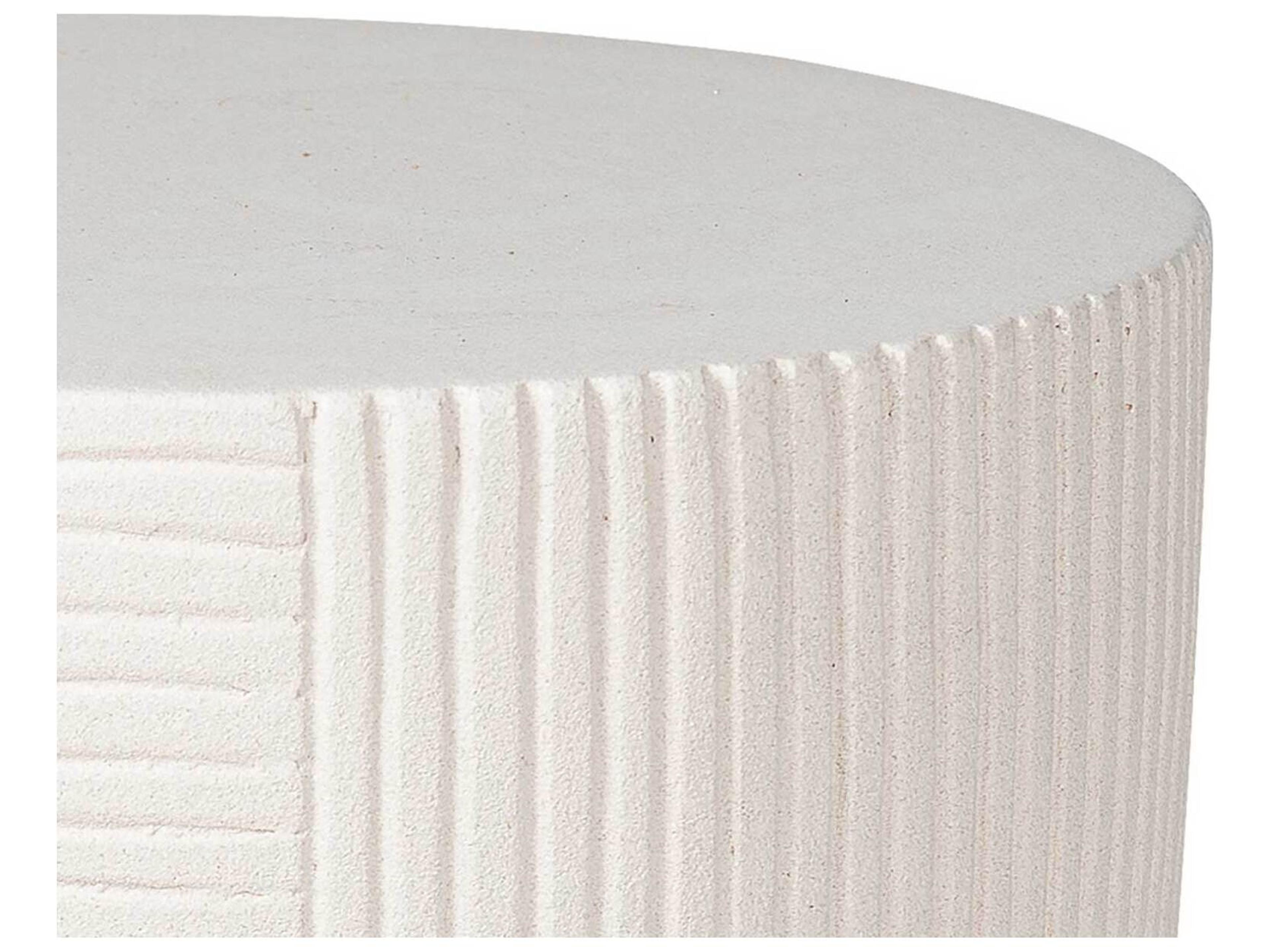 Seasonal Living Provenance Ceramic Sand Matte Round Outdoor Patio End Table