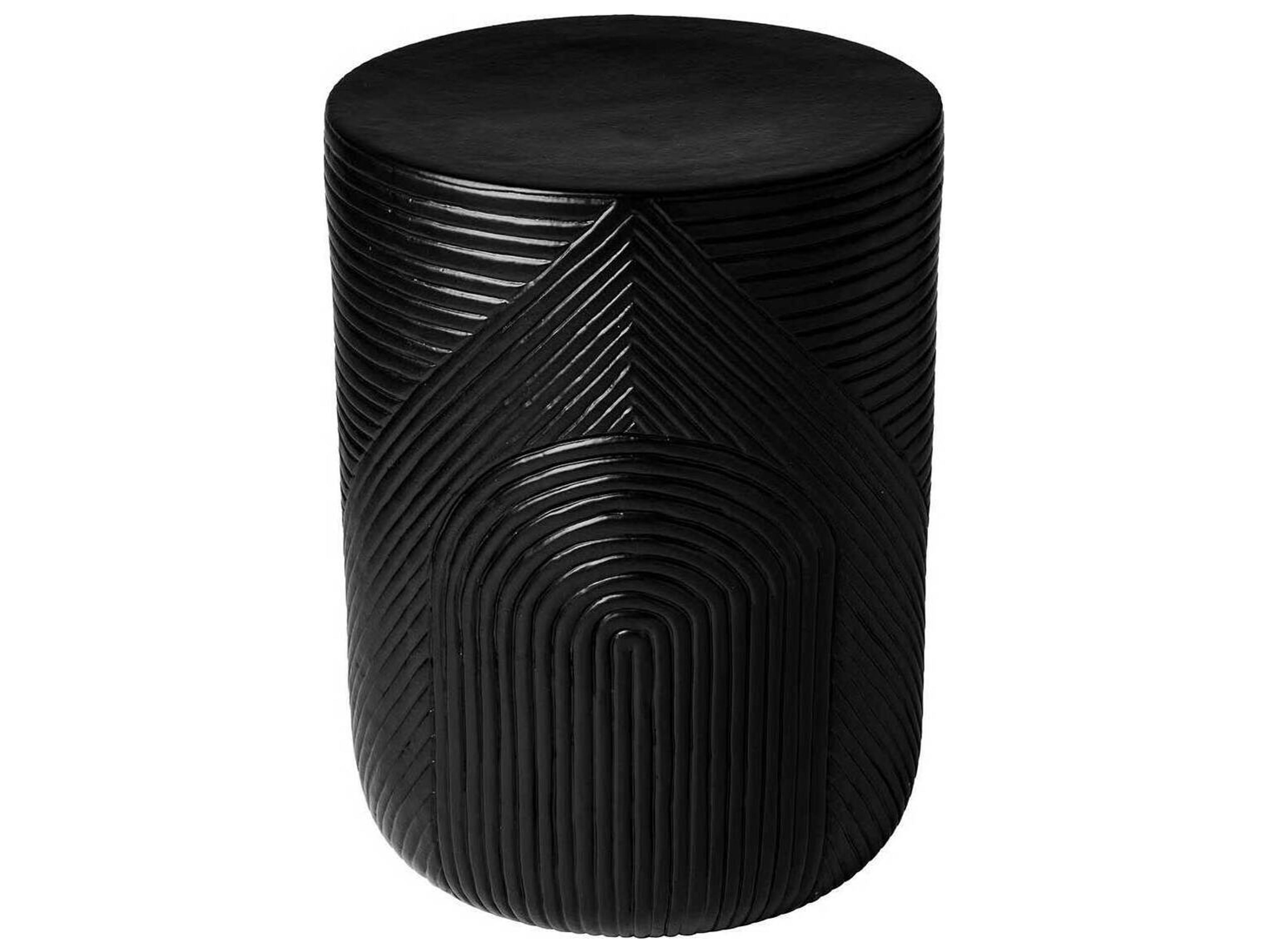 Provenance Ceramic Coal Semigloss Serenity Textured Round Side Table