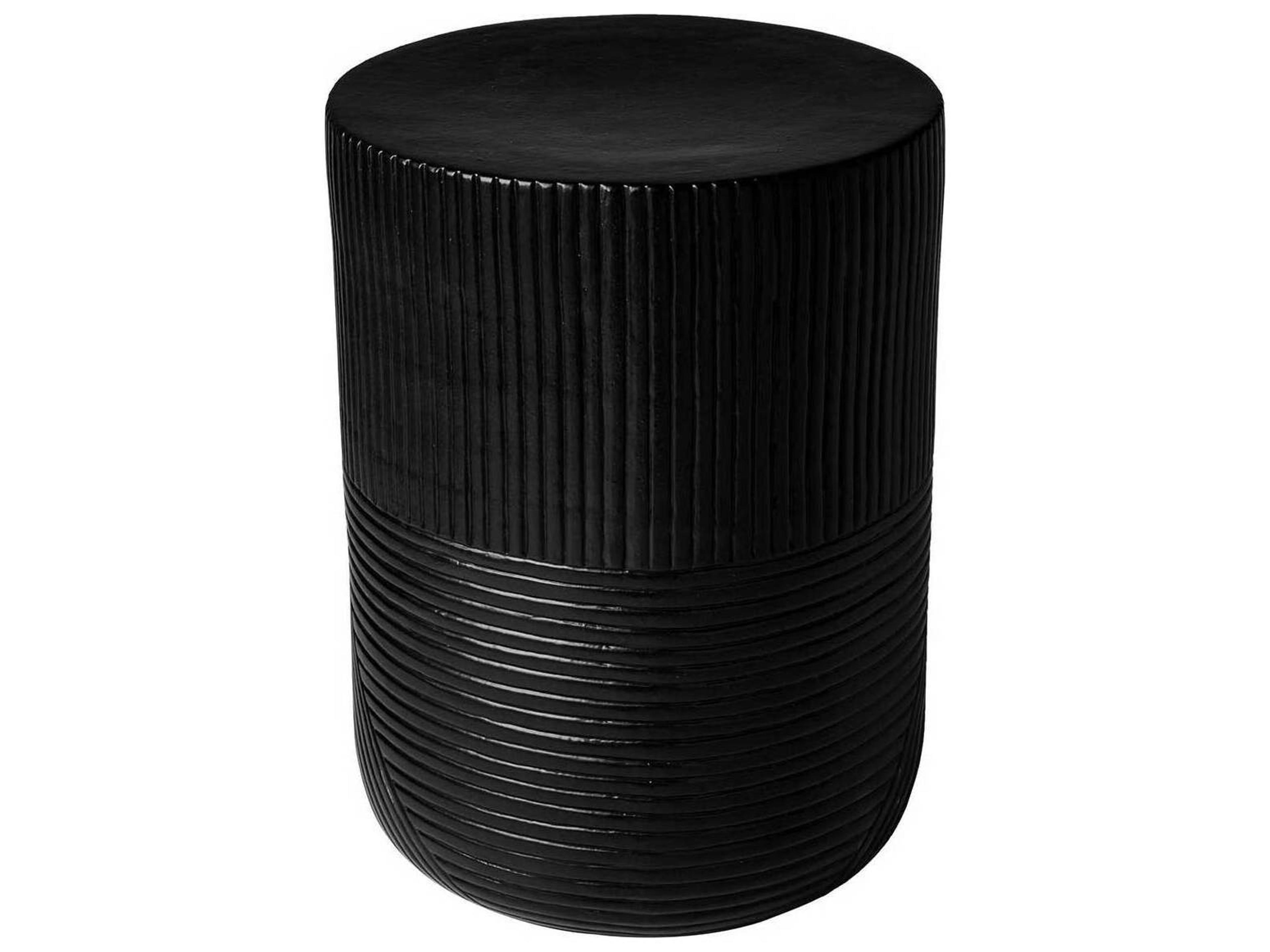 Seasonal Living Provenance Ceramic Coal Semigloss Serenity Textured Round Side Table