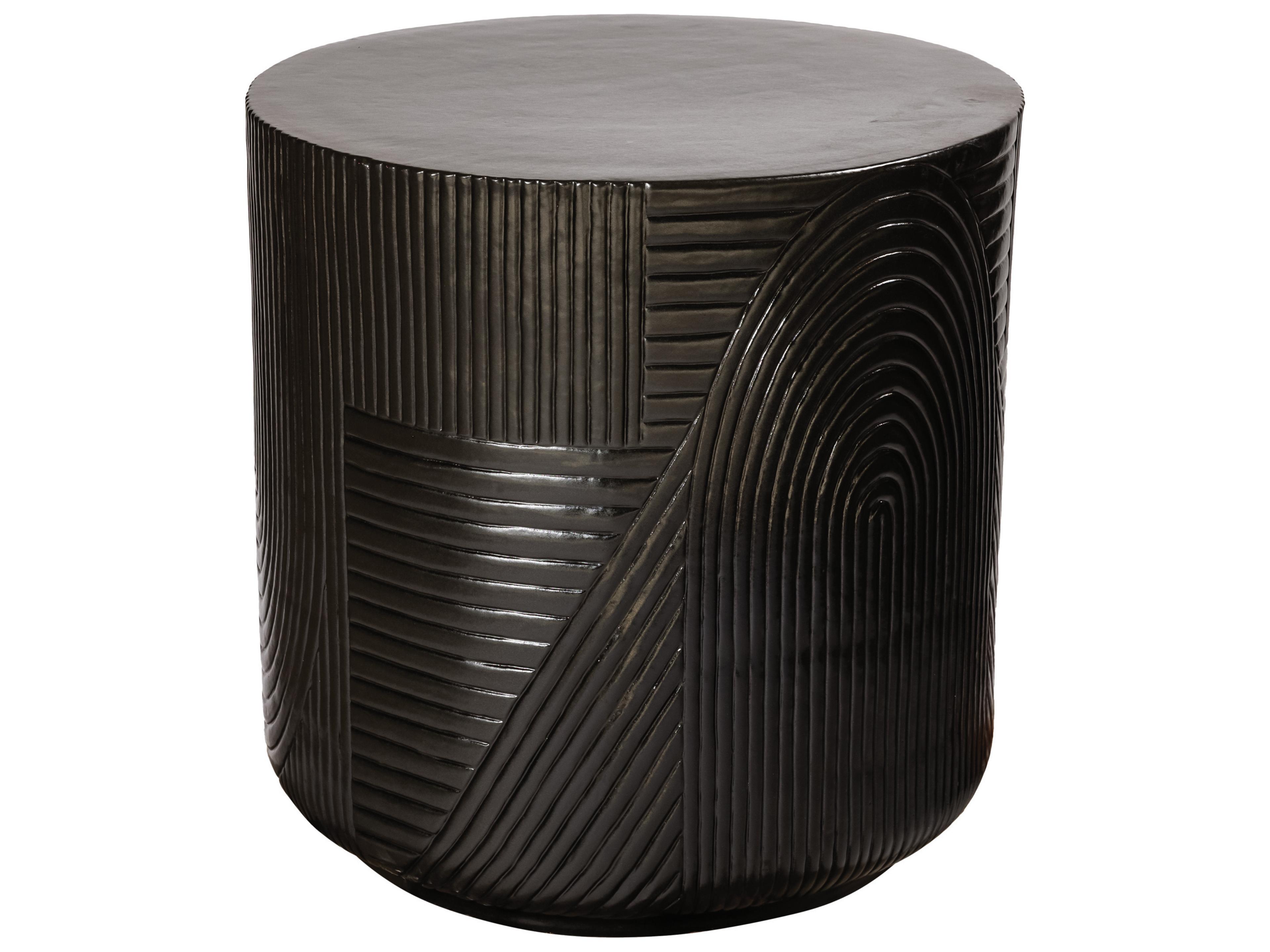 Ceramics Iron Semi-gloss Ceramic Round End Table