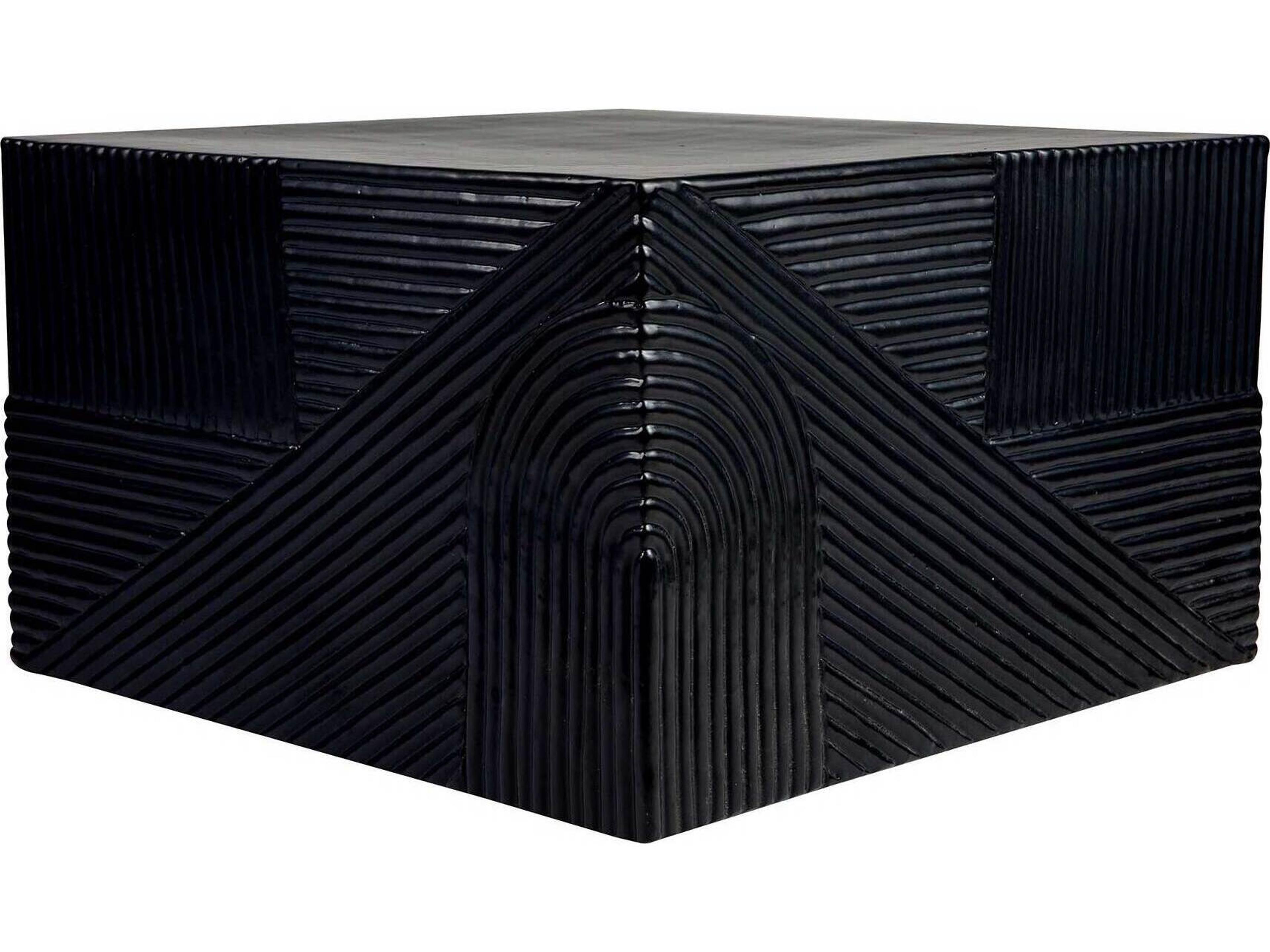 Provenance Ceramic Coal Semigloss Serenity Textured Square Outdoor Side Table