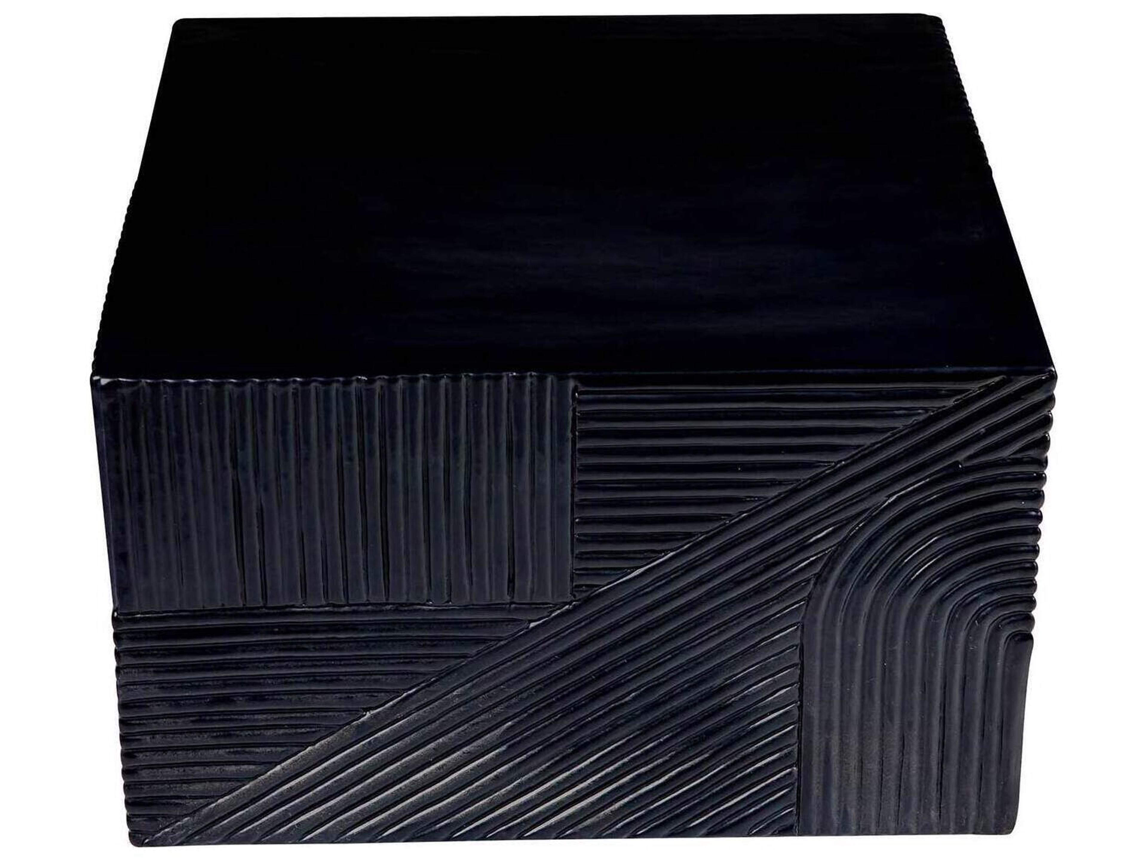 Seasonal Living Provenance Ceramic Coal Semigloss Serenity Textured Square Outdoor Side Table