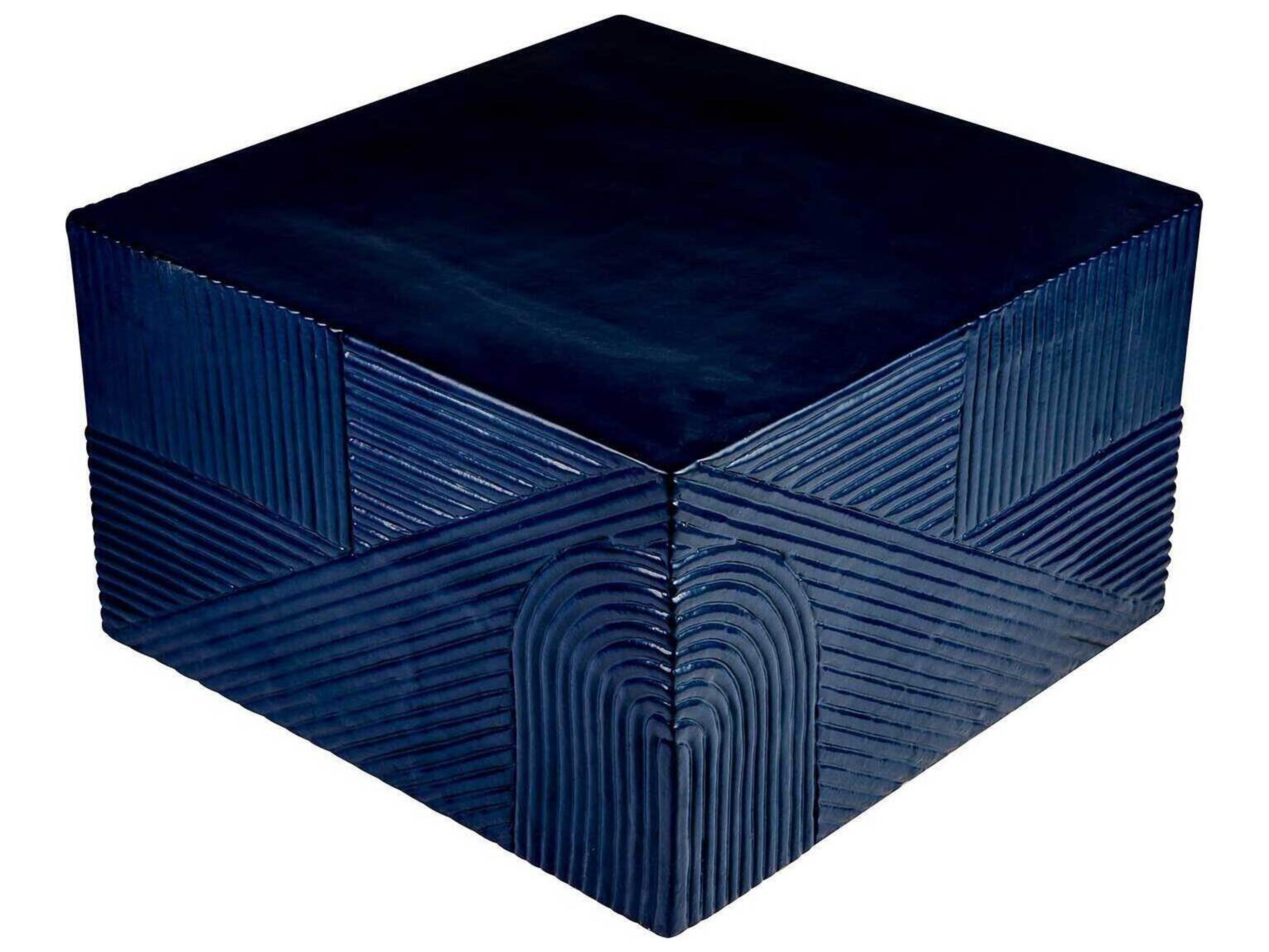 Seasonal Living Provenance Ceramic Indigo Semi Gloss Serenity Textured Square Outdoor Patio Side Table