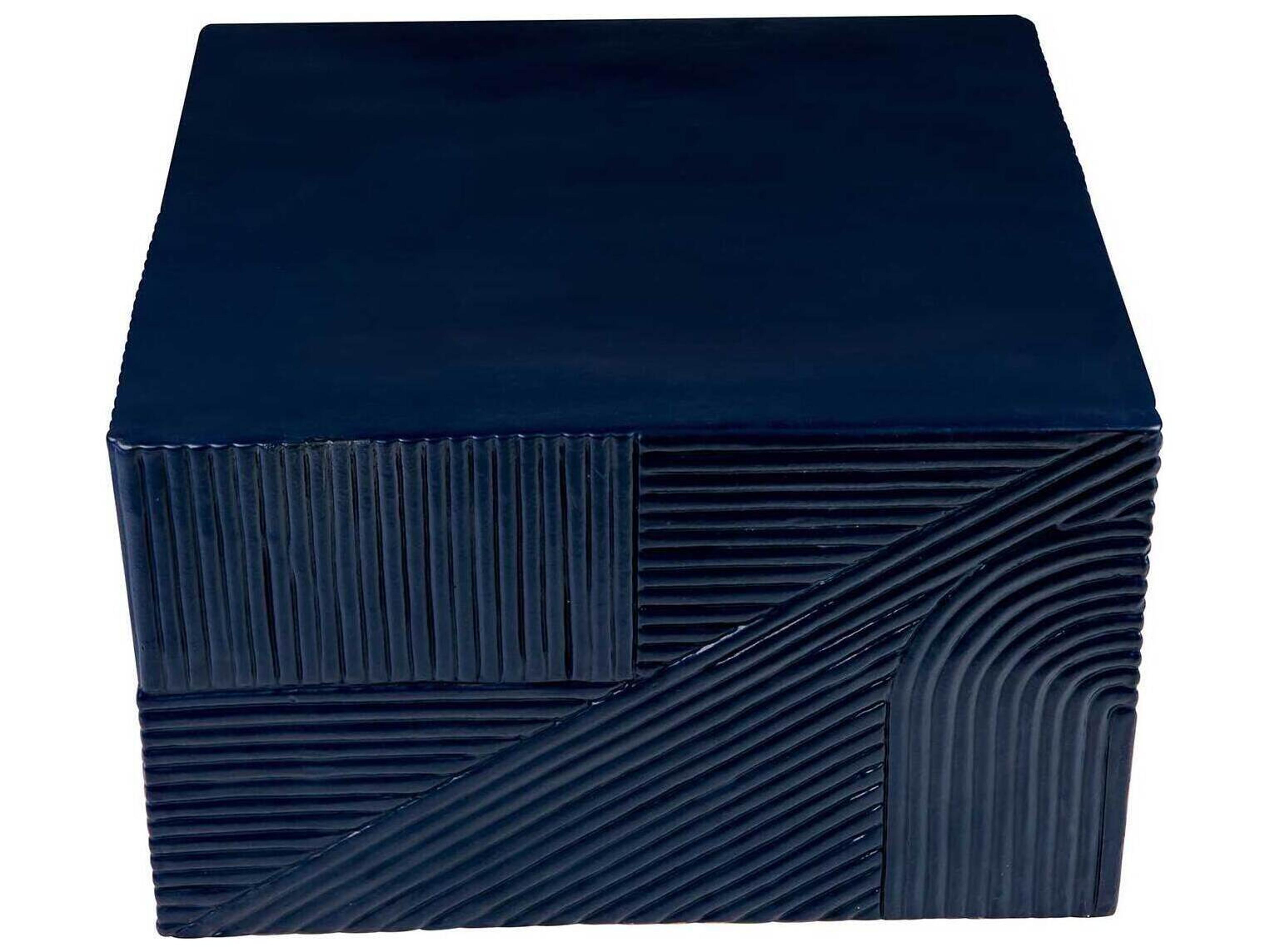 Seasonal Living Provenance Ceramic Indigo Semi Gloss Serenity Textured Square Outdoor Patio Side Table