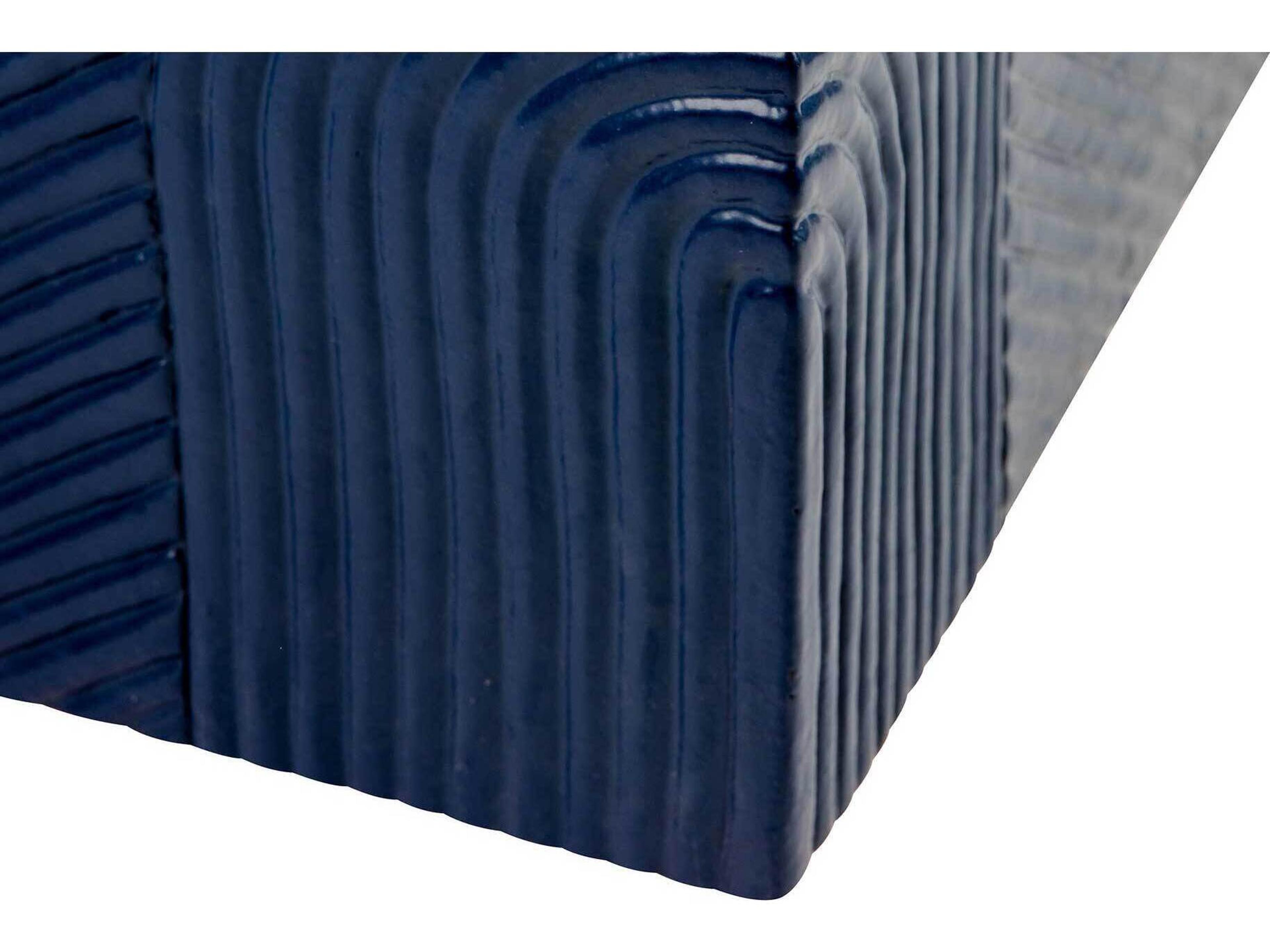 Seasonal Living Provenance Ceramic Indigo Semi Gloss Serenity Textured Square Outdoor Patio Side Table