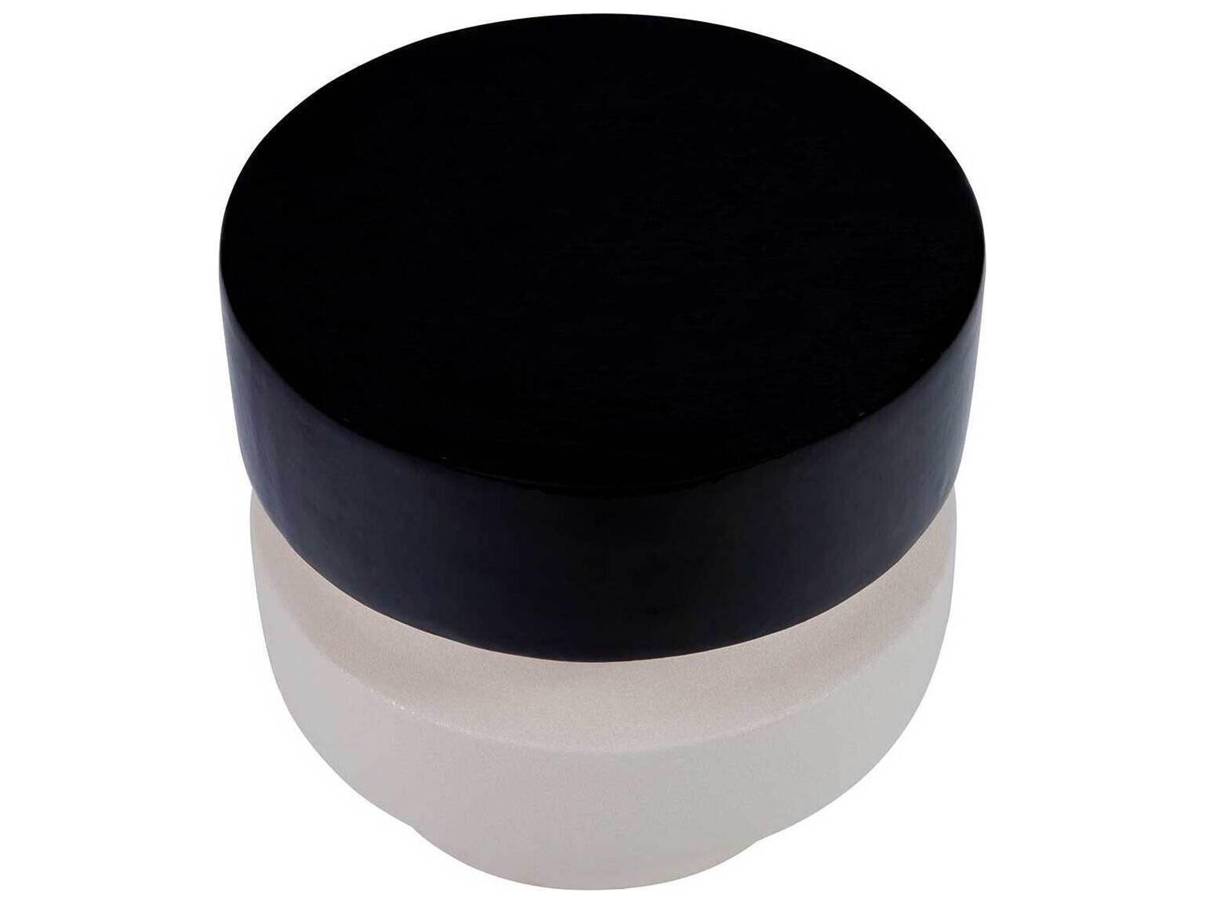 Seasonal Living Provenance Ceramic Jet Gloss/Sand Matte Balance Stool/ Round Accent Table