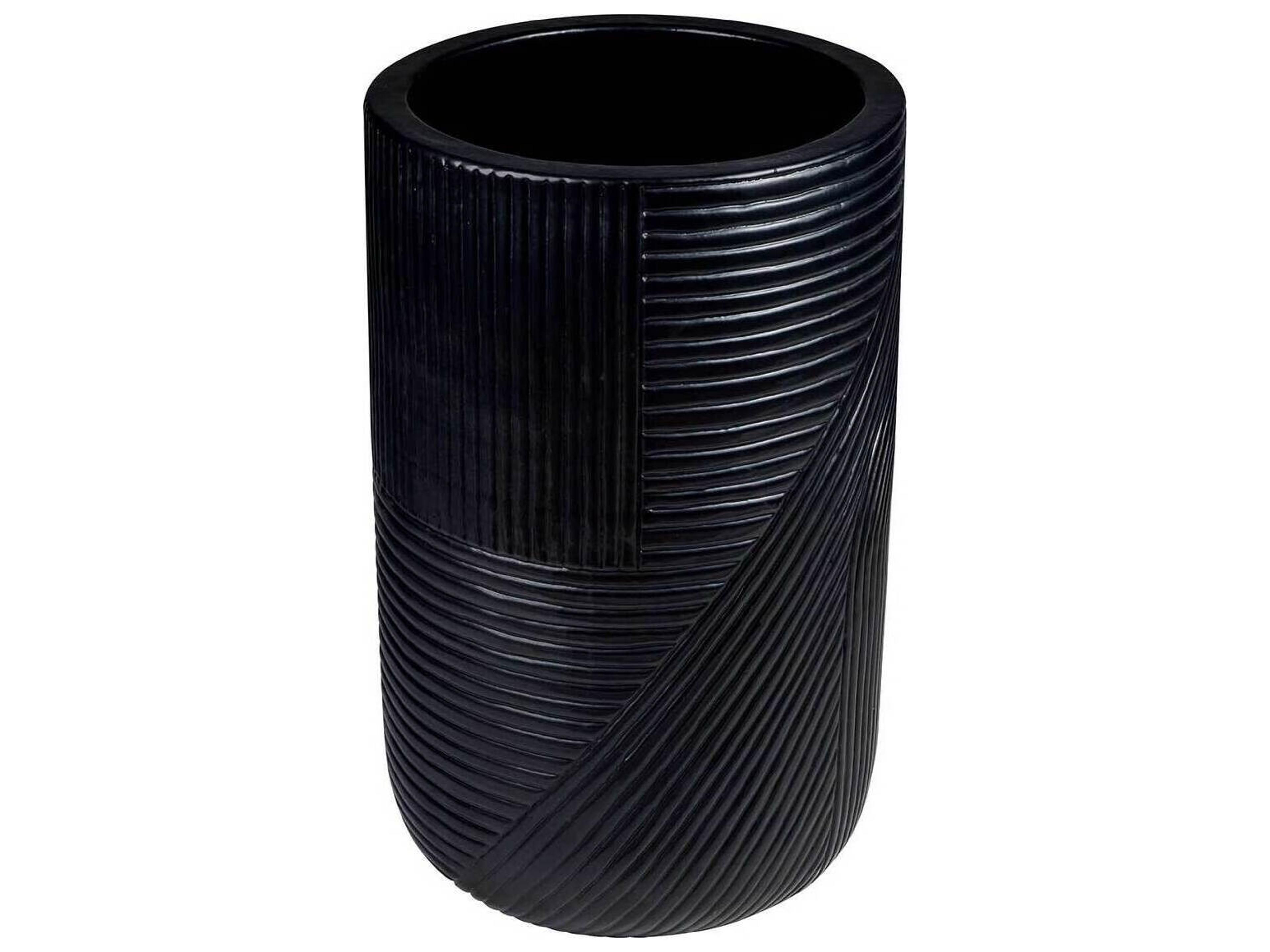 Seasonal Living Provenance Ceramic Coal Semigloss Serenity Textured Planter Set