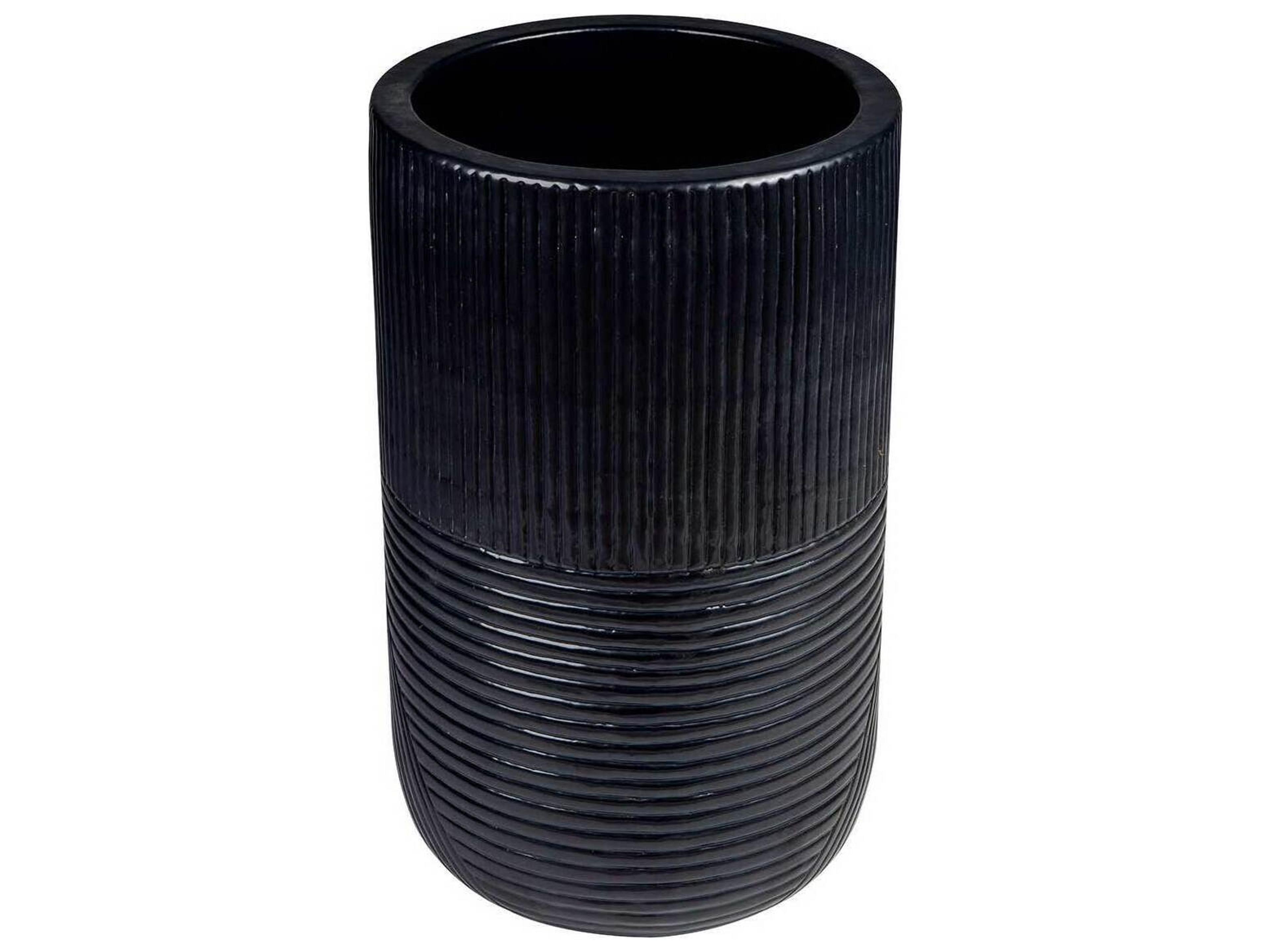 Seasonal Living Provenance Ceramic Coal Semigloss Serenity Textured Planter Set