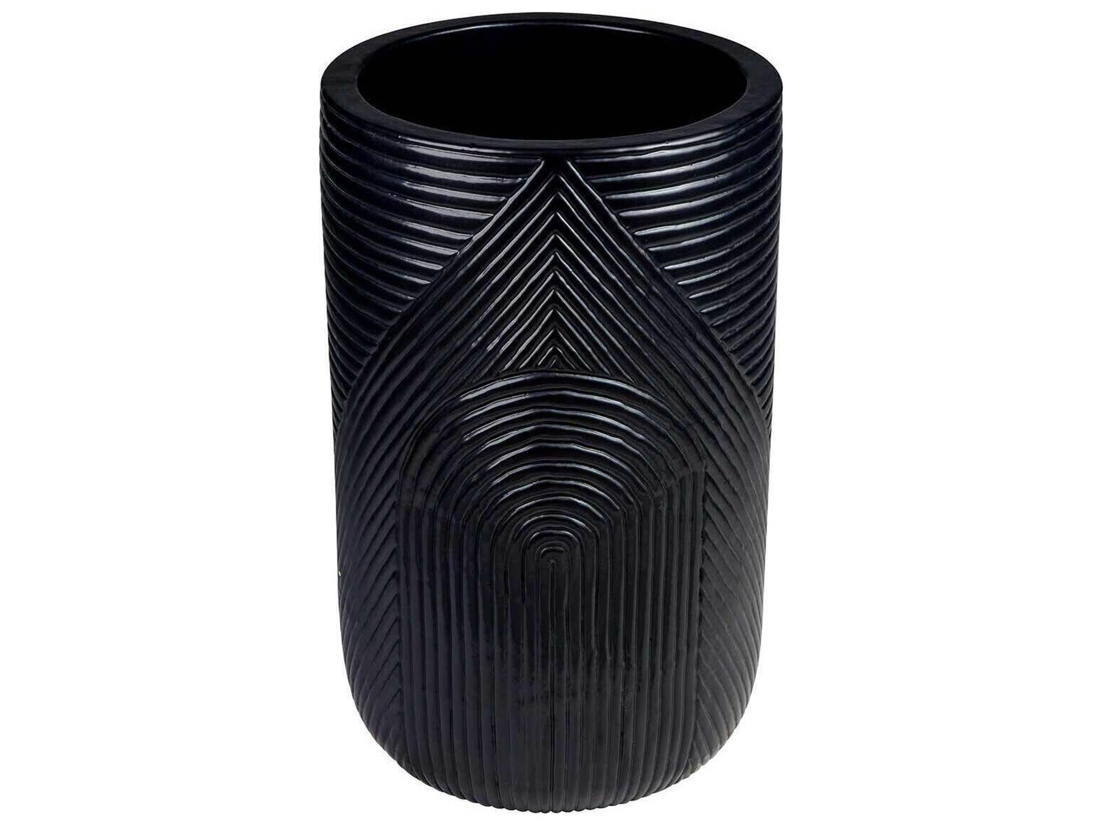 Seasonal Living Provenance Ceramic Coal Semigloss Serenity Textured Planter Set