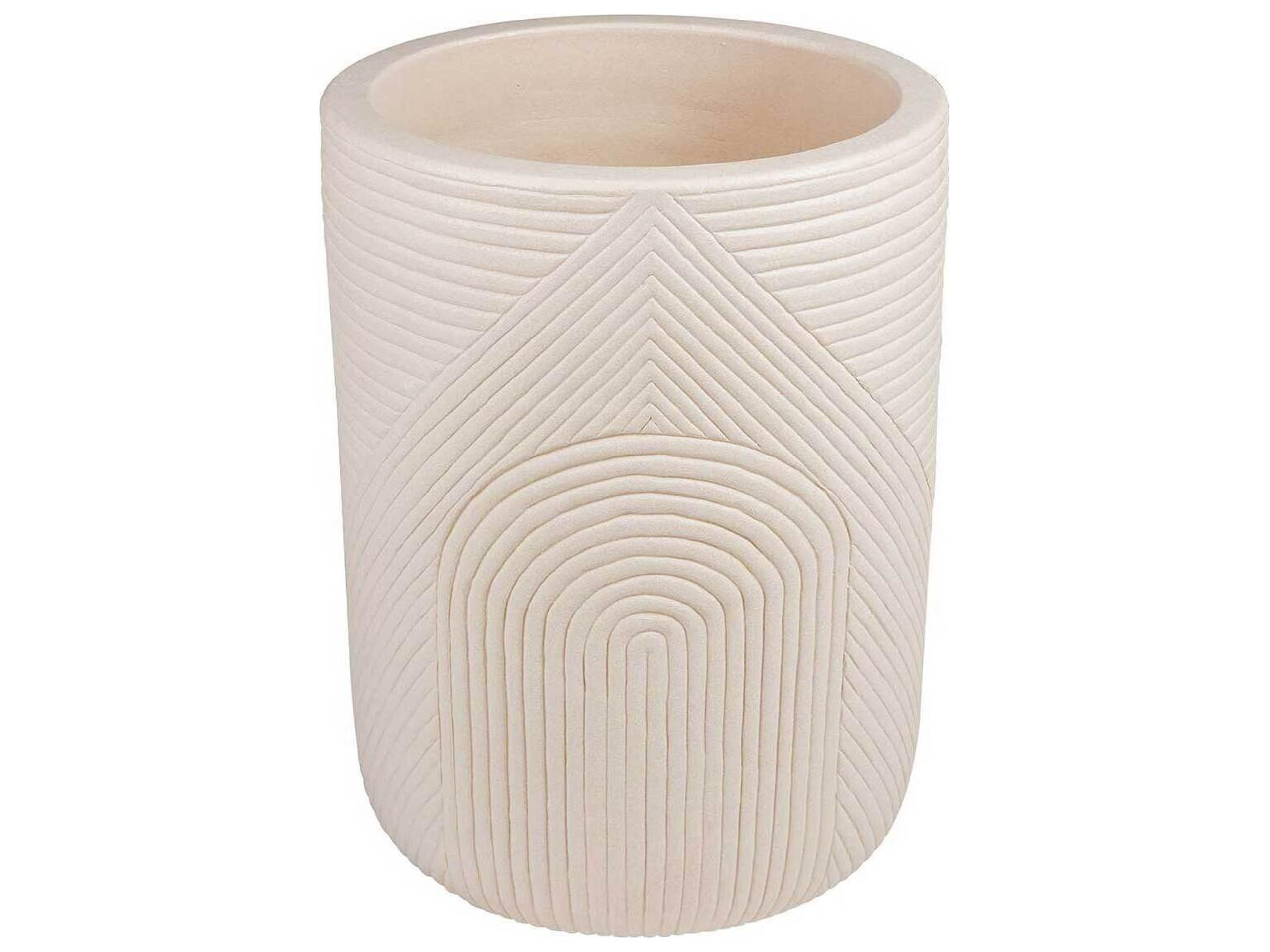 Provenance Ceramic Sand Matte Serenity Textured Planter Set