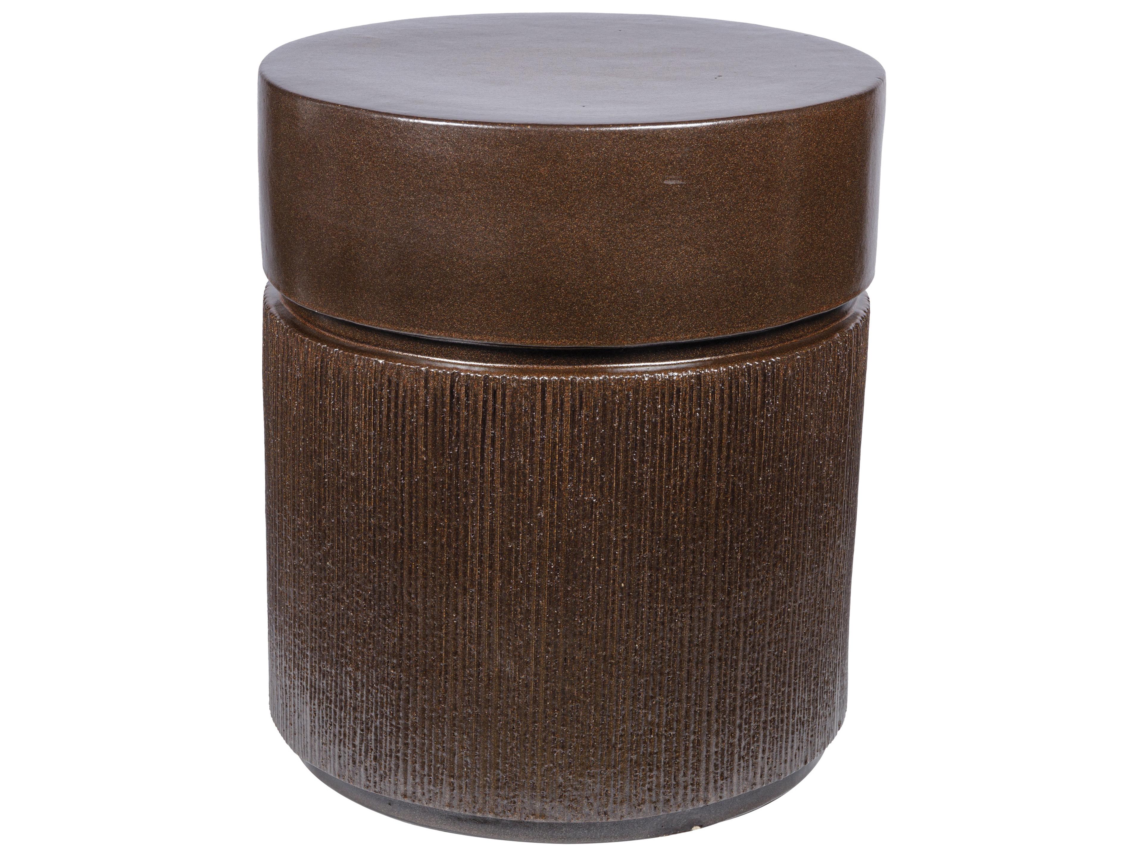 Provenance Signature Ceramic Round Outdoor Patio End Table