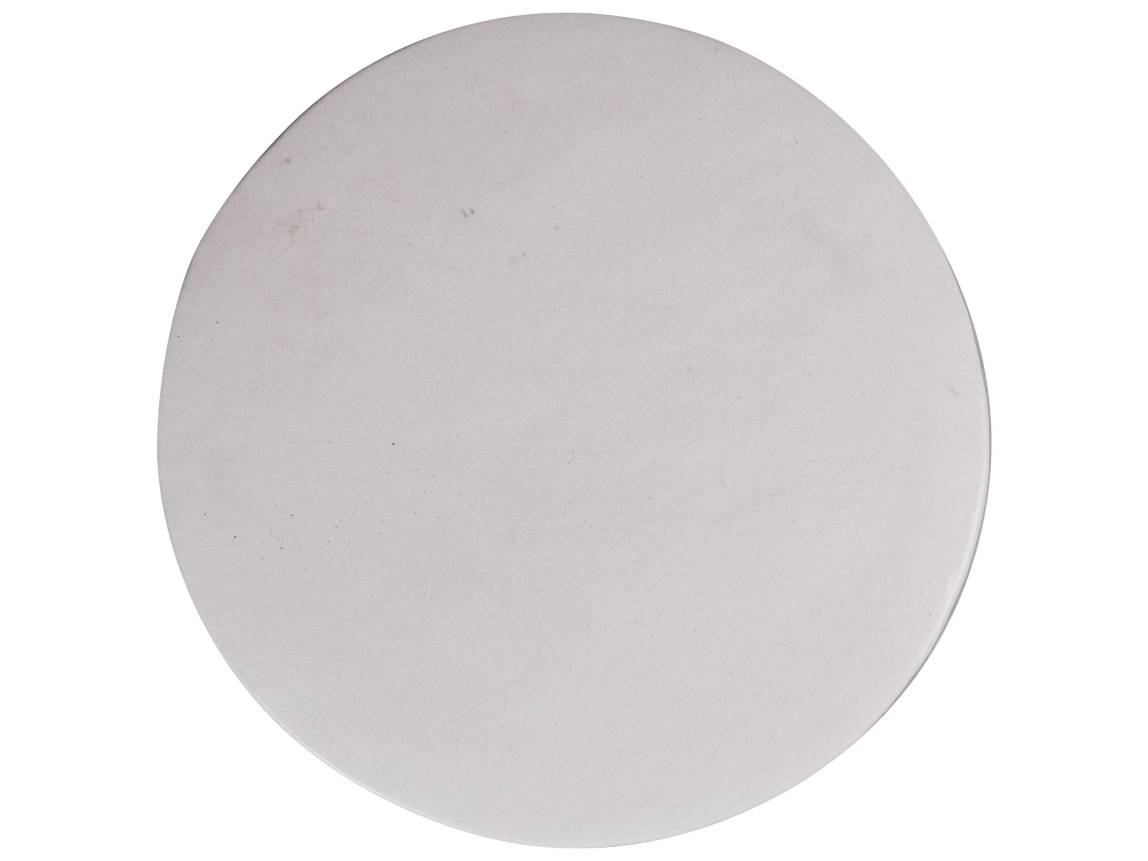 Seasonal Living Ceramics Linen Semi-gloss Top | Iron Base Ceramic Round Coffee Table