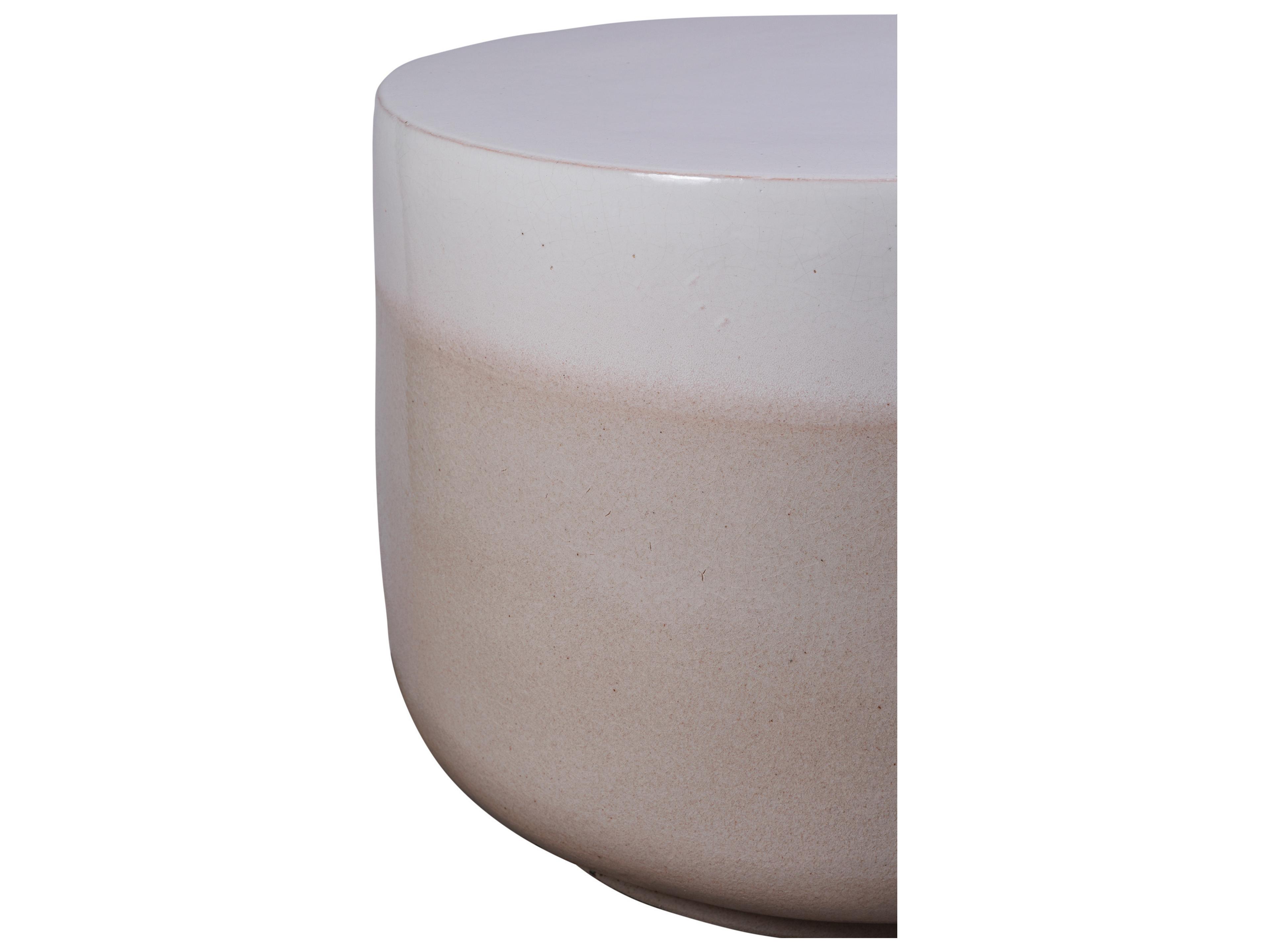 Seasonal Living Ceramics Linen Semi-gloss Top | Sand Gloss Base Ceramic Round Coffee Table