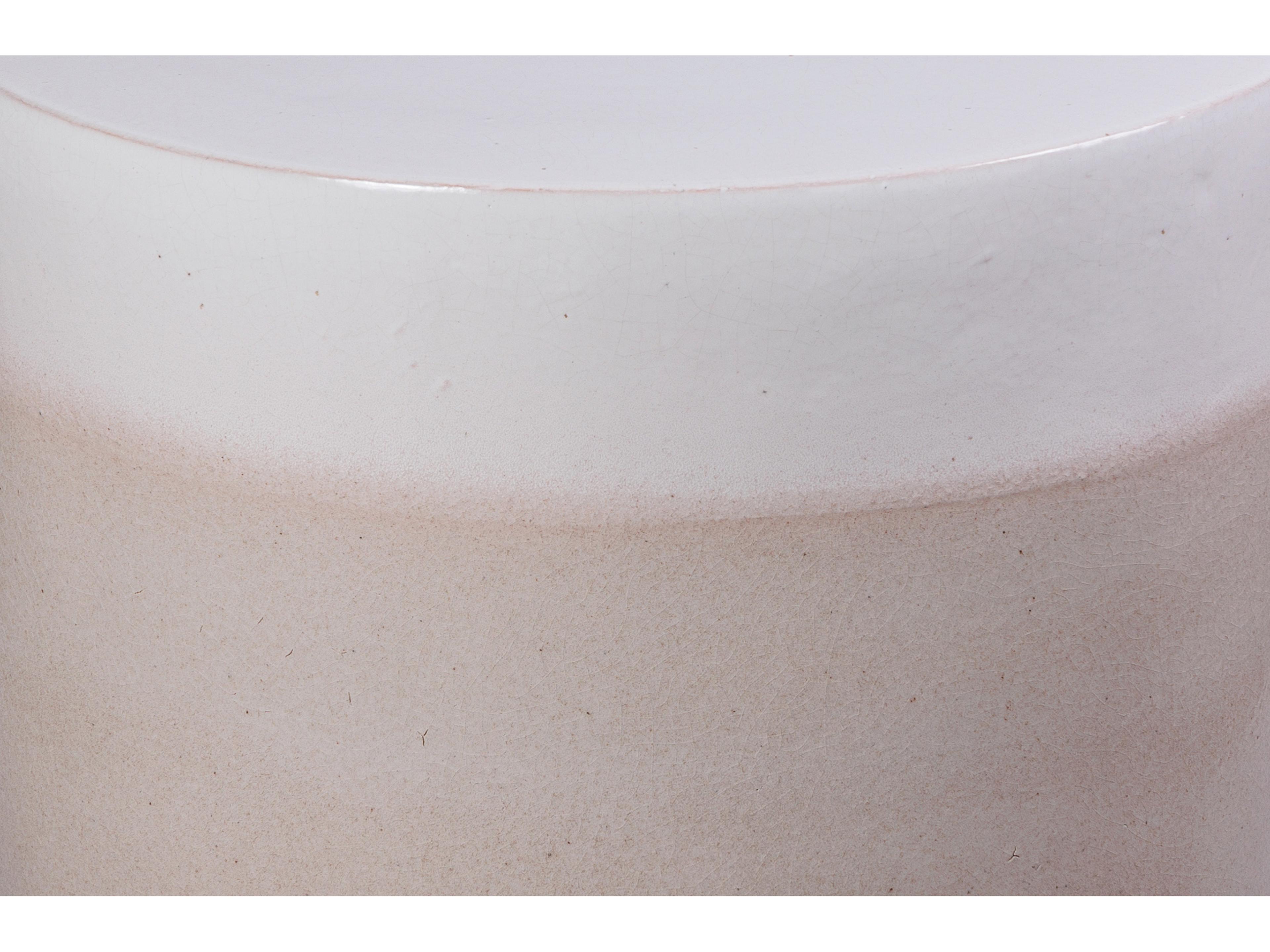 Seasonal Living Ceramics Linen Semi-gloss Top | Sand Gloss Base Ceramic Round Coffee Table