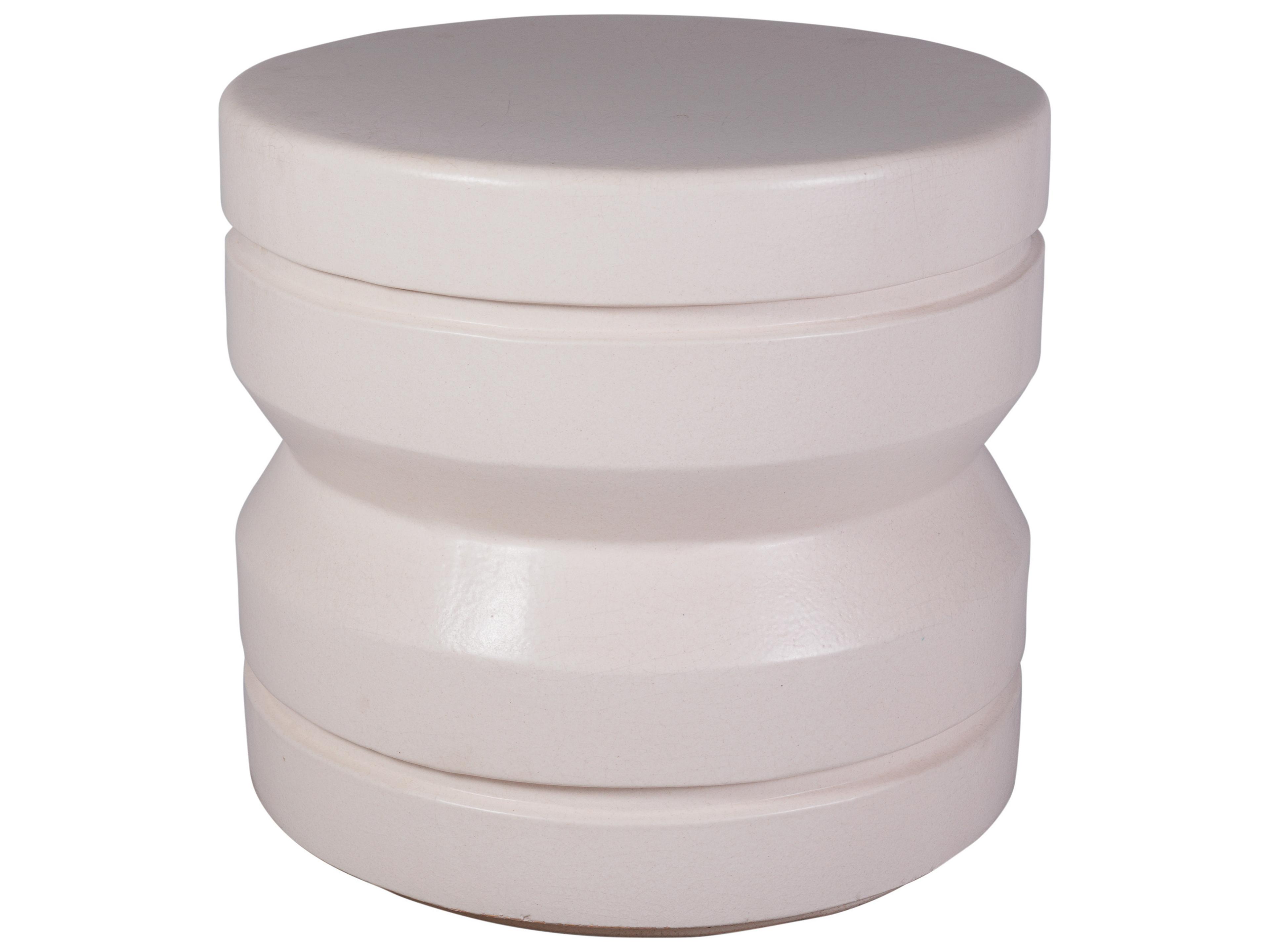 Ceramics Linen Semi-gloss Ceramic Round End Table