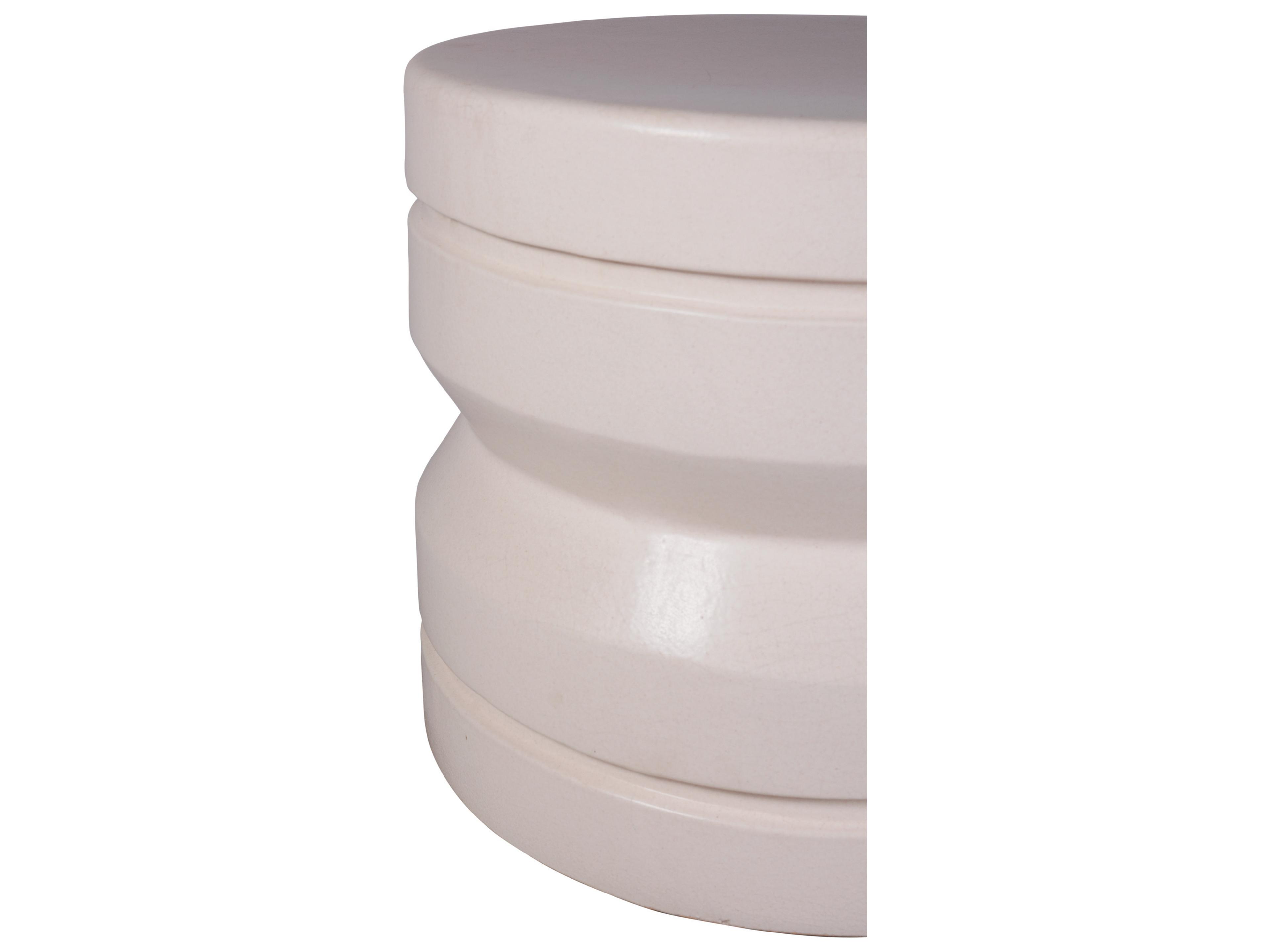 Seasonal Living Ceramics Linen Semi-gloss Ceramic Round End Table