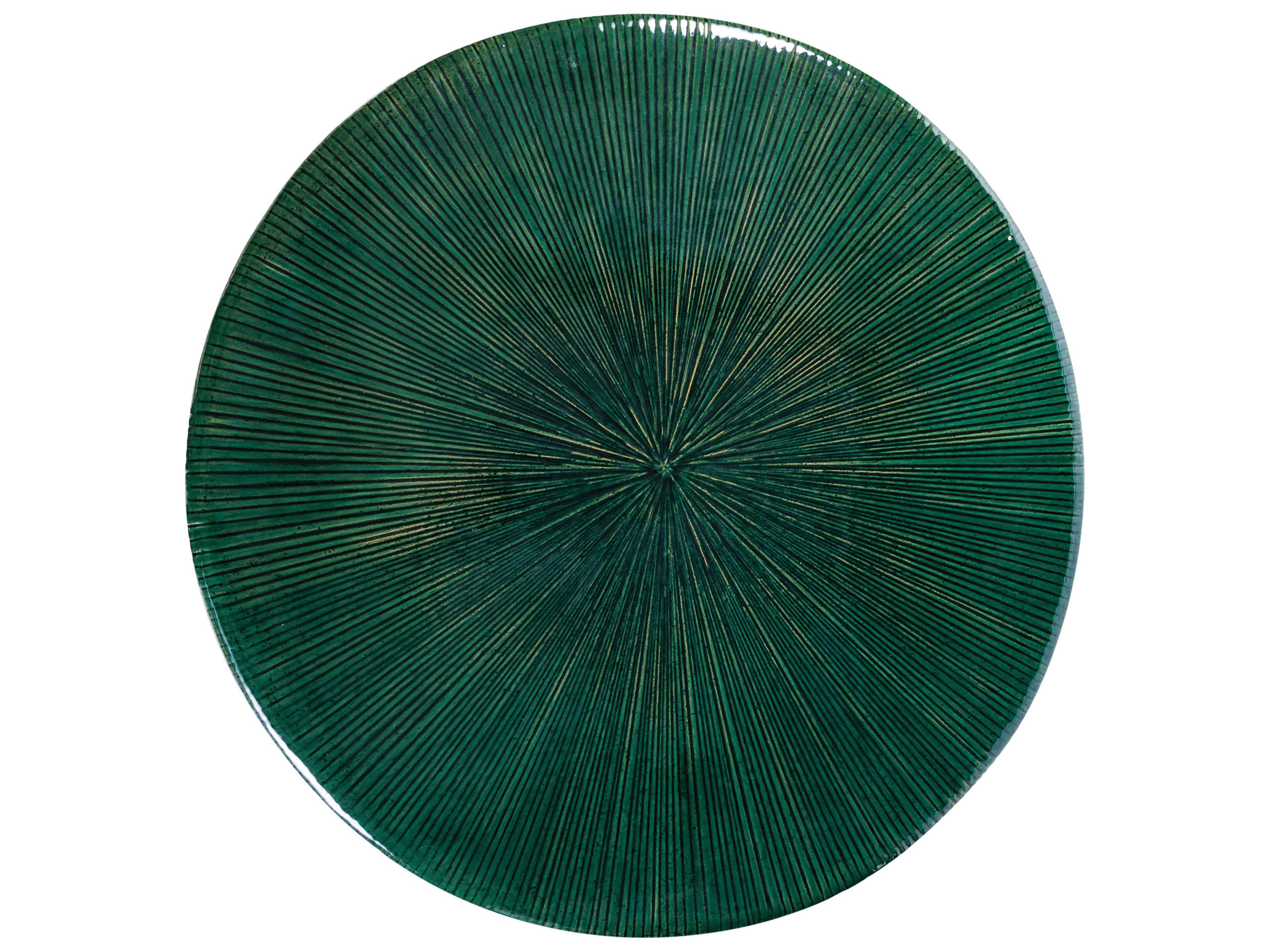 Seasonal Living Ceramics Emerald Texture Gloss Ceramic Round Coffee Table