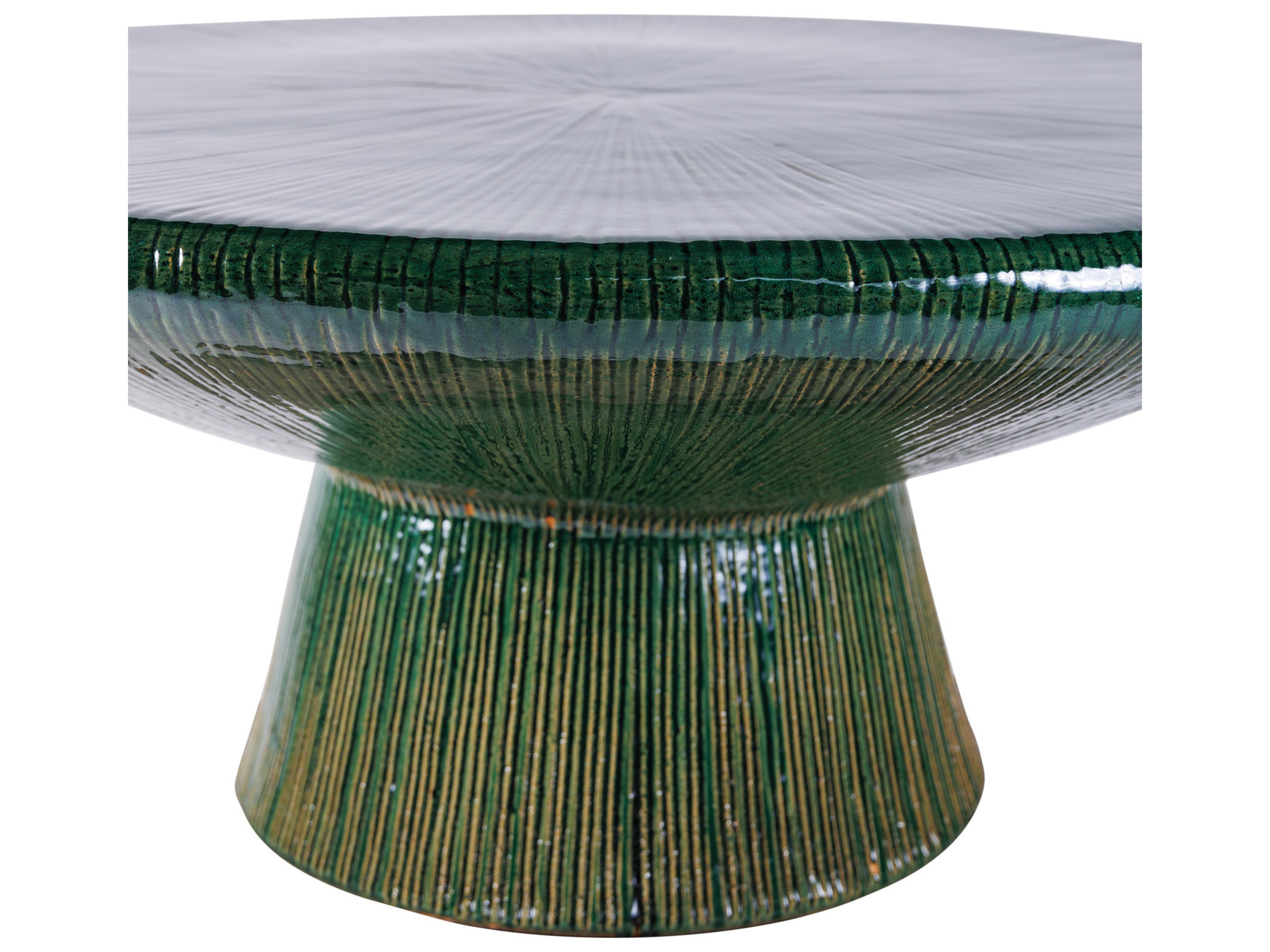 Seasonal Living Ceramics Emerald Texture Gloss Ceramic Round Coffee Table