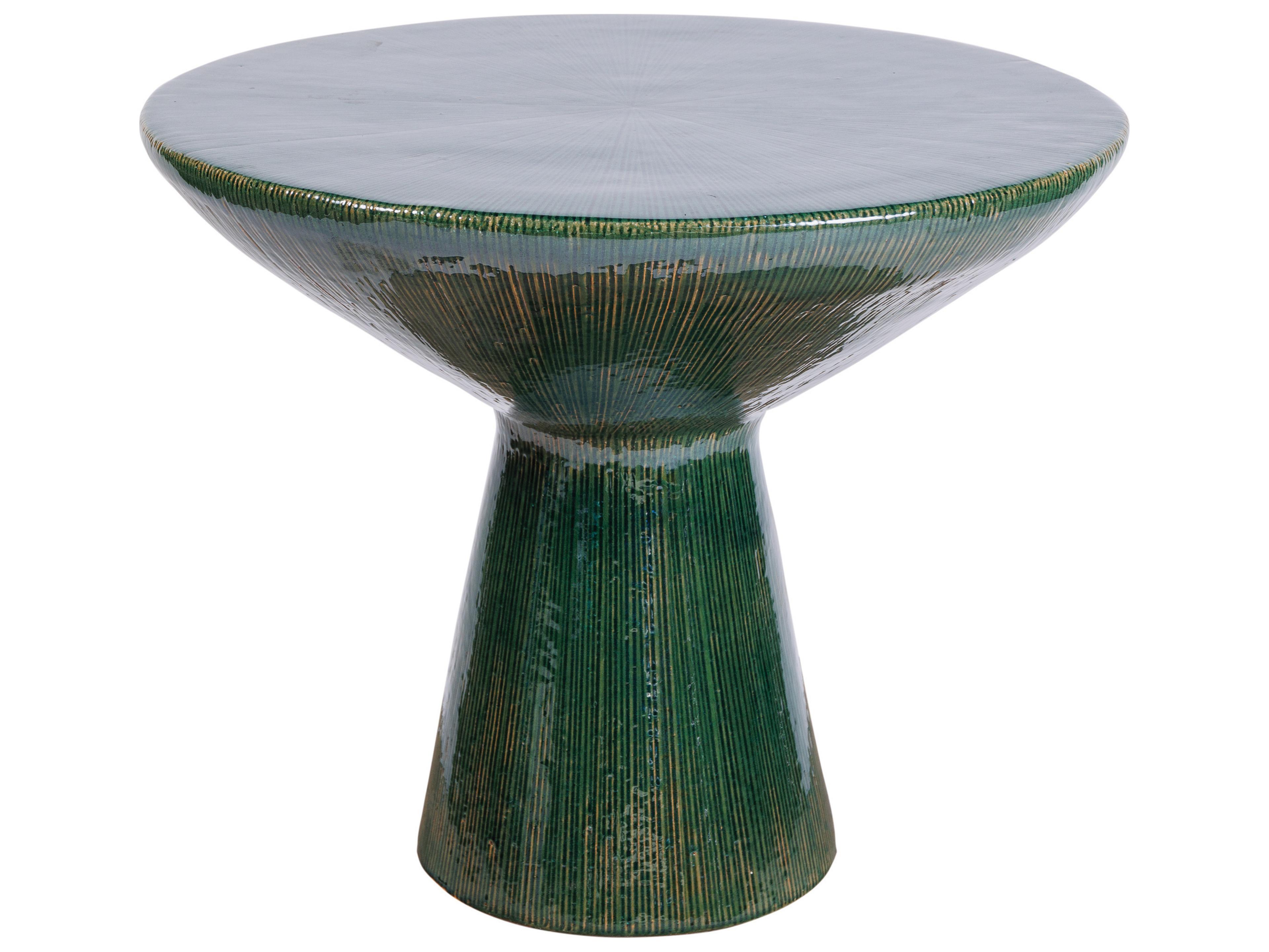 Ceramics Emerald Texture Gloss Ceramic Round End Table
