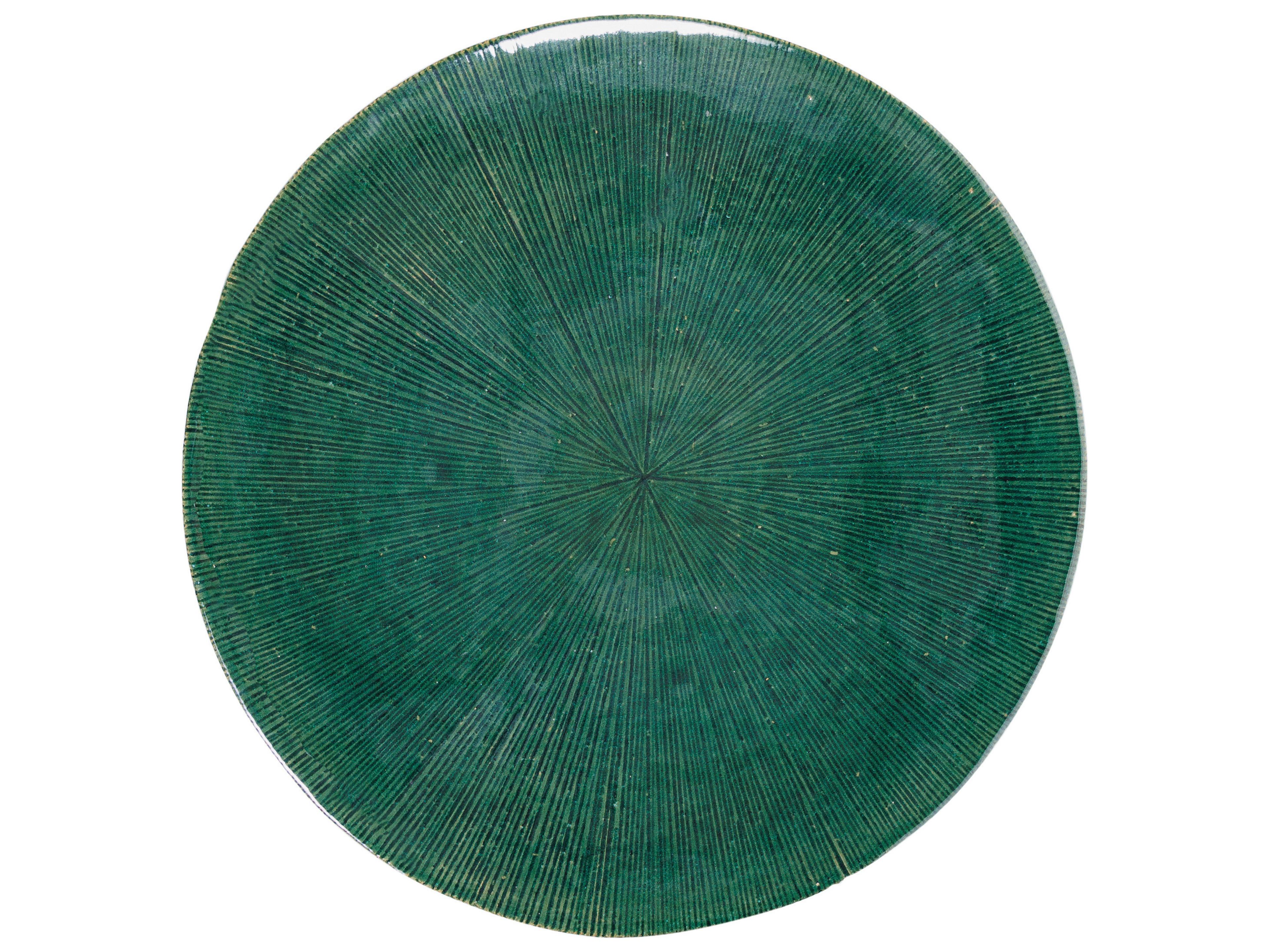 Seasonal Living Ceramics Emerald Texture Gloss Ceramic Round End Table