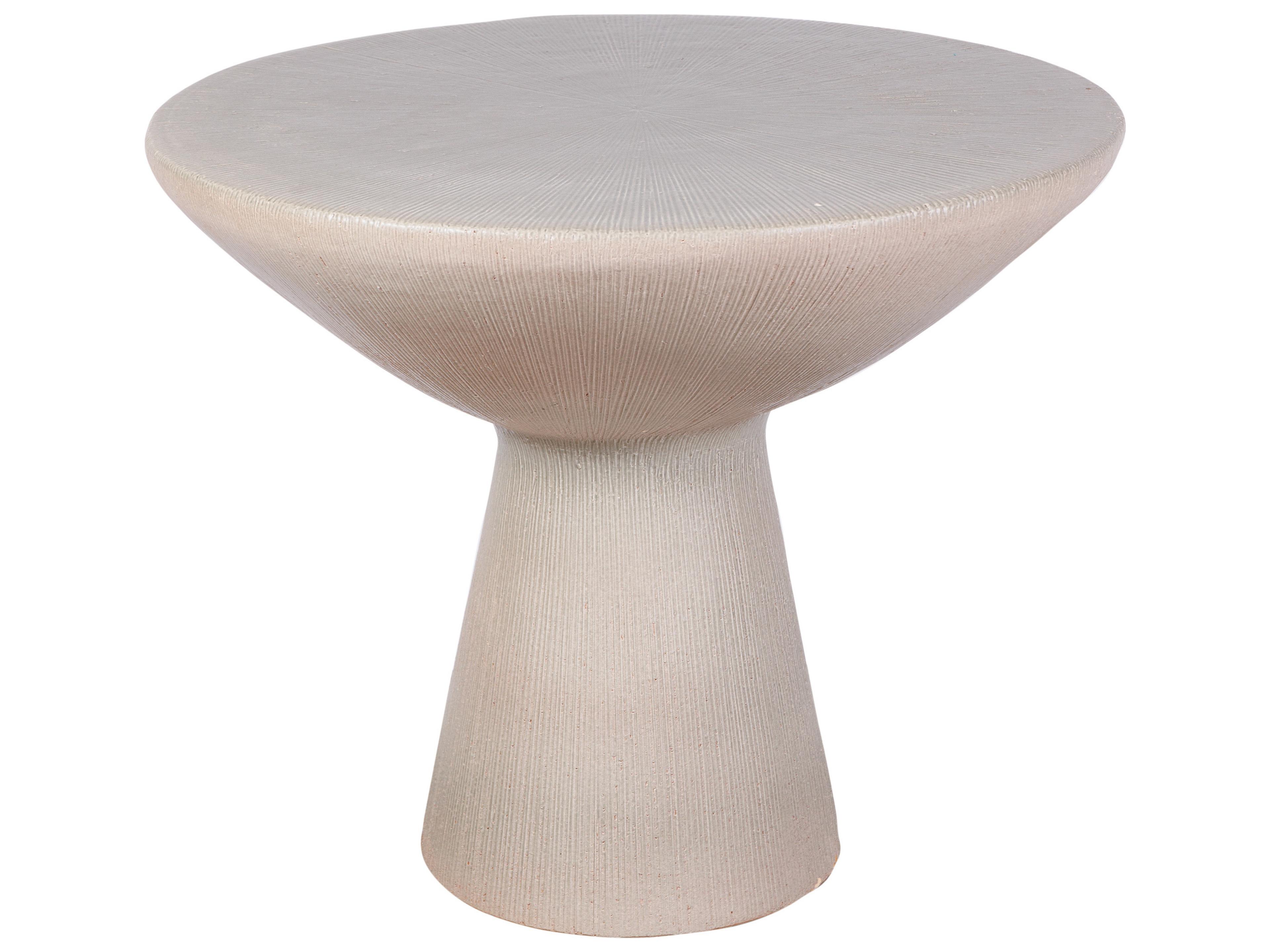 Ceramics Olive Semi-gloss Ceramic Round End Table