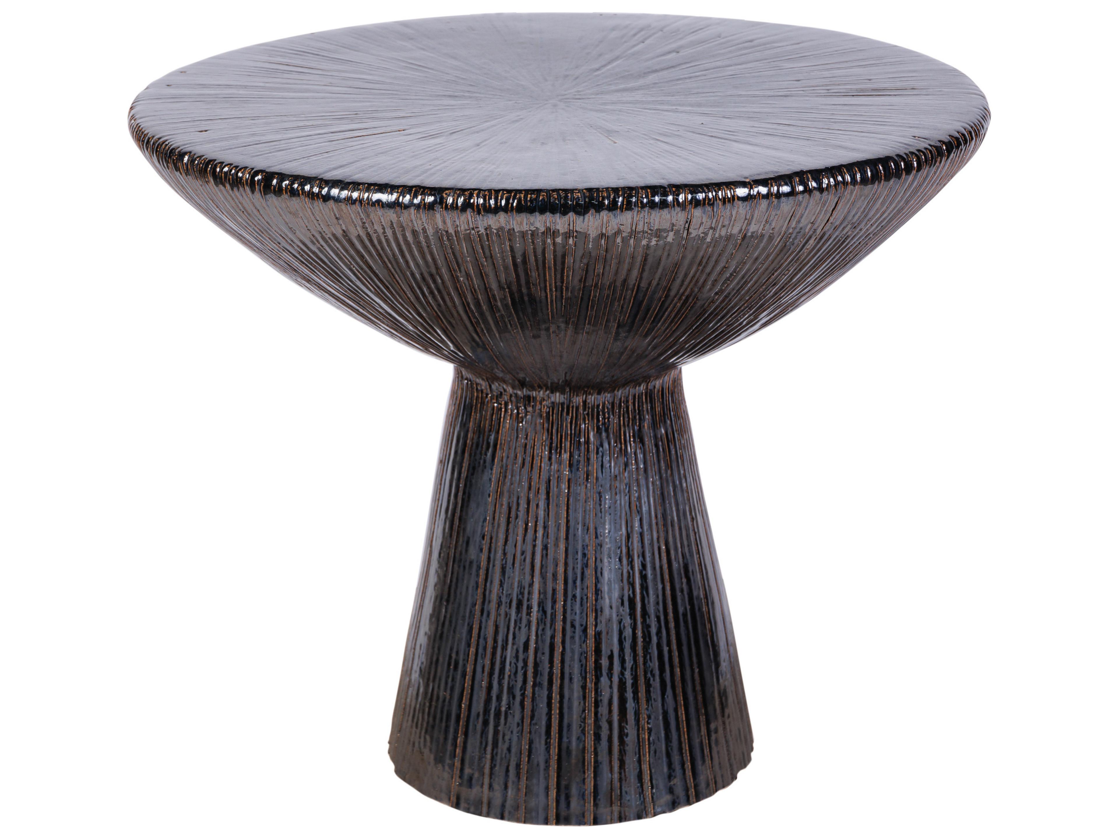 Seasonal Living Ceramics Smoke Semi-gloss Ceramic Round End Table