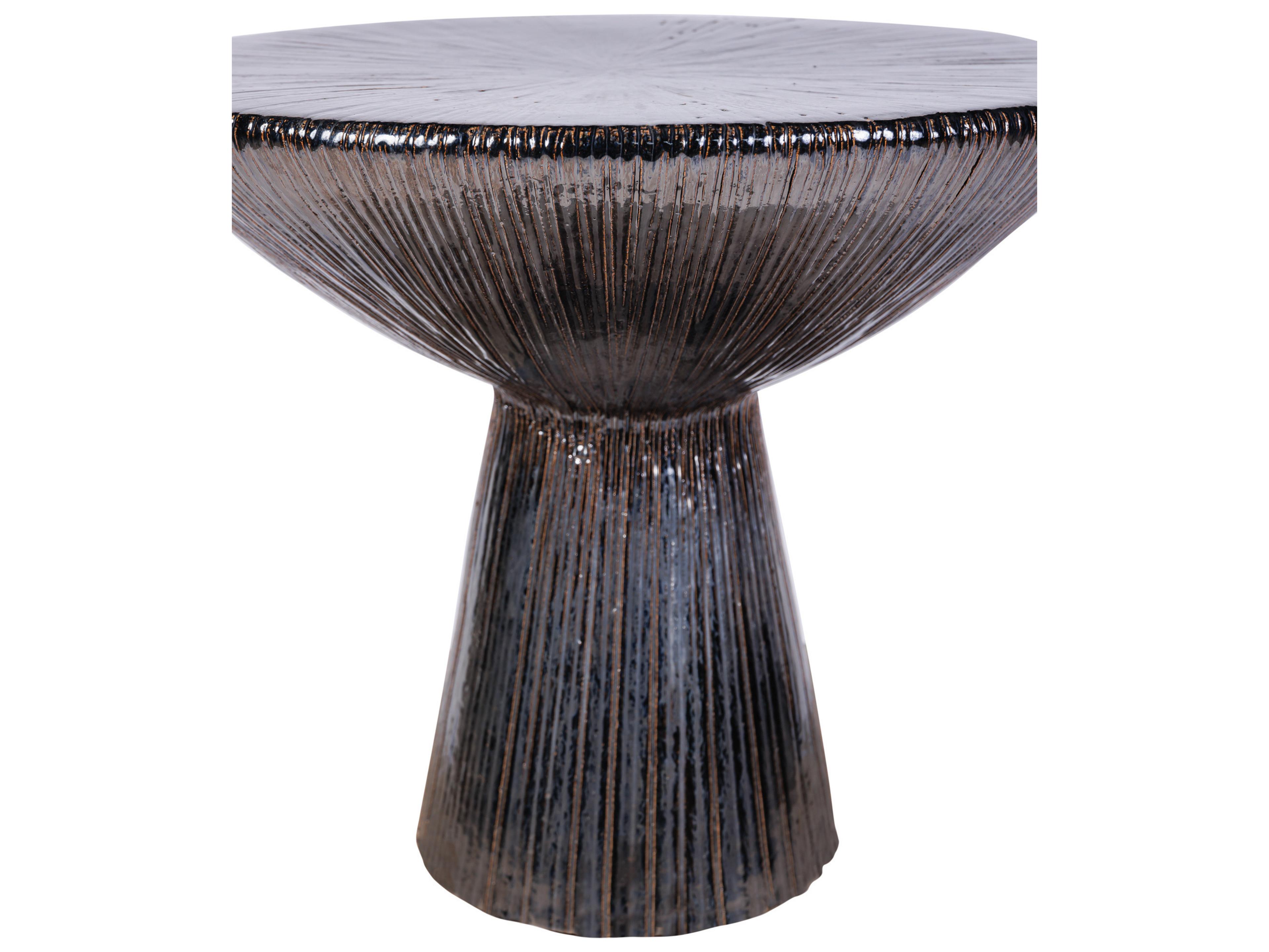 Seasonal Living Ceramics Smoke Semi-gloss Ceramic Round End Table