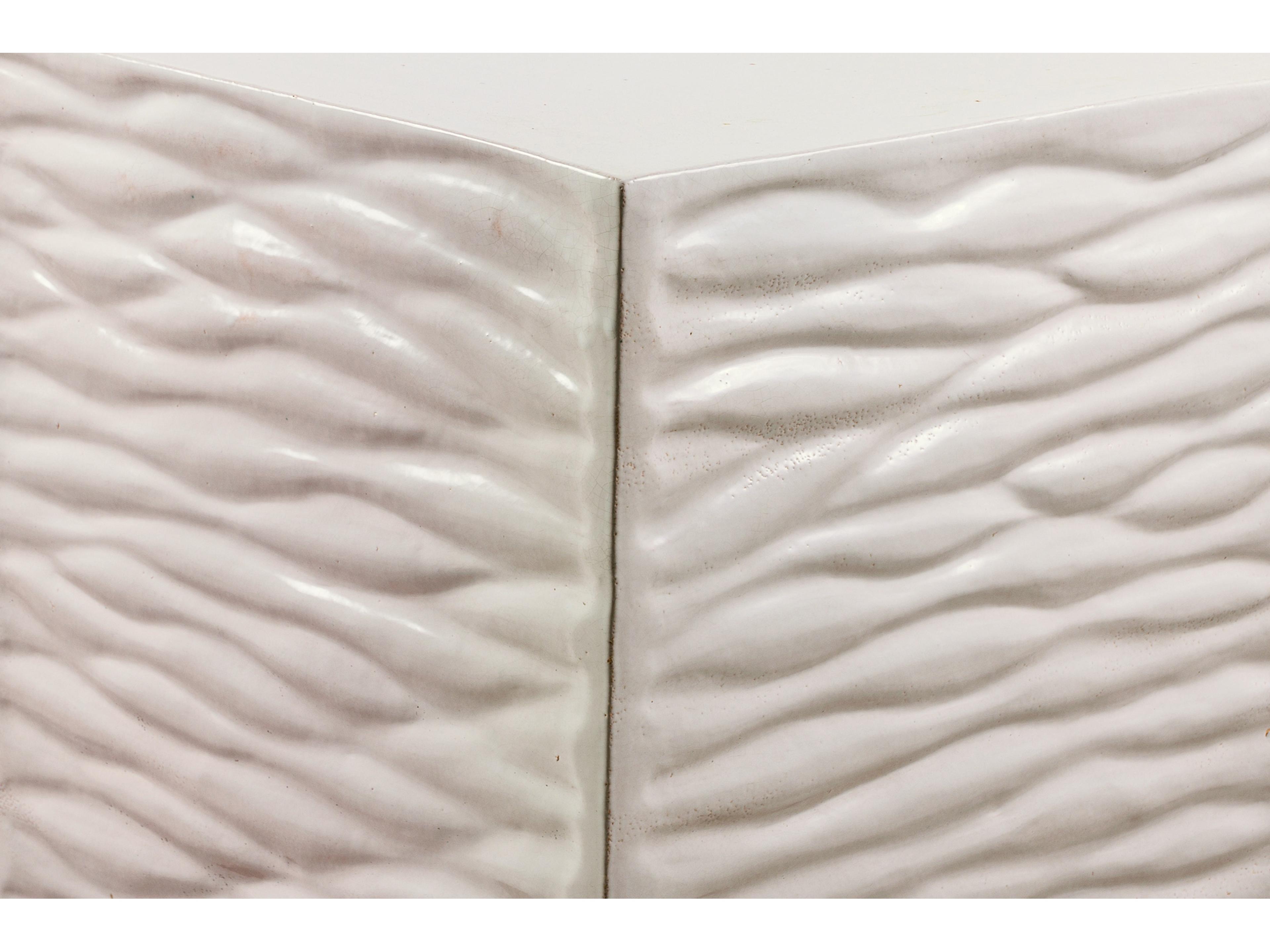 Seasonal Living Ceramics Linen Semi-gloss Ceramic Square End Table