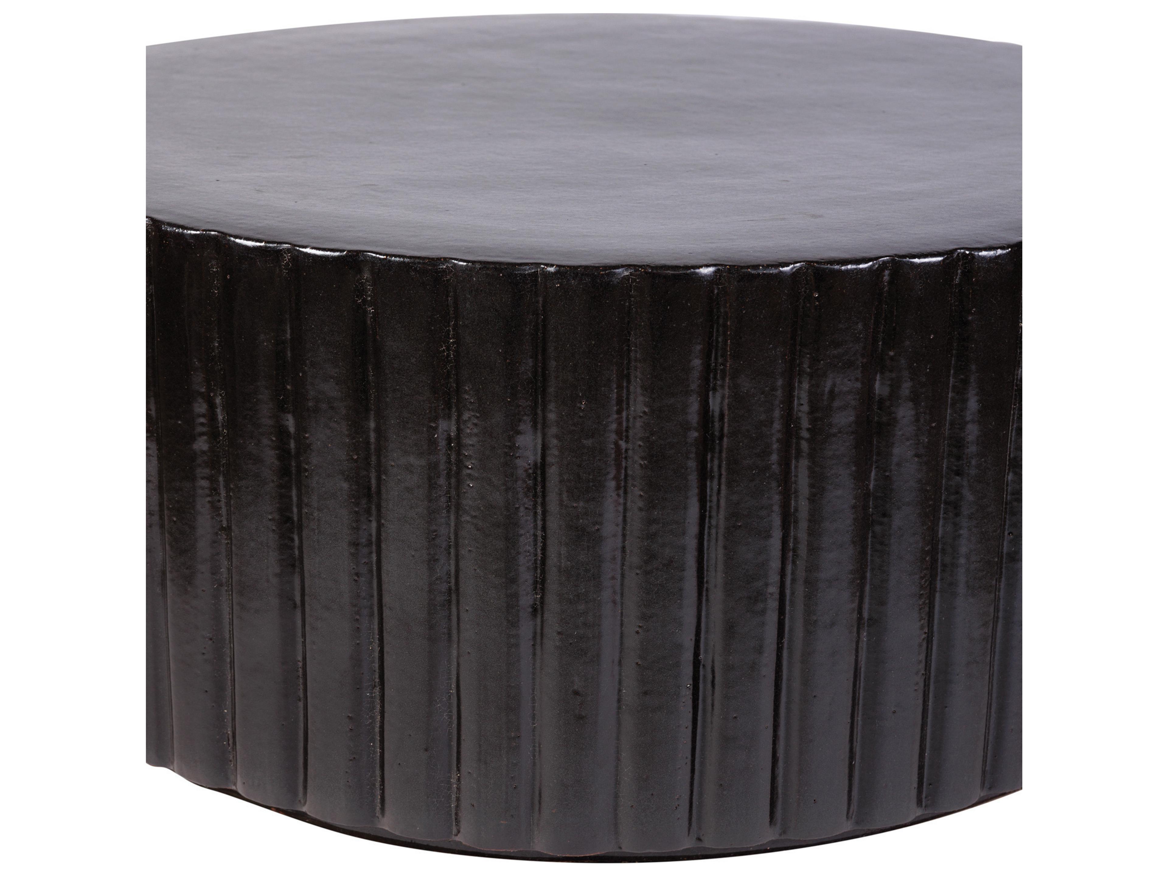 Seasonal Living Ceramics Iron Semi-gloss Ceramic Round End Table