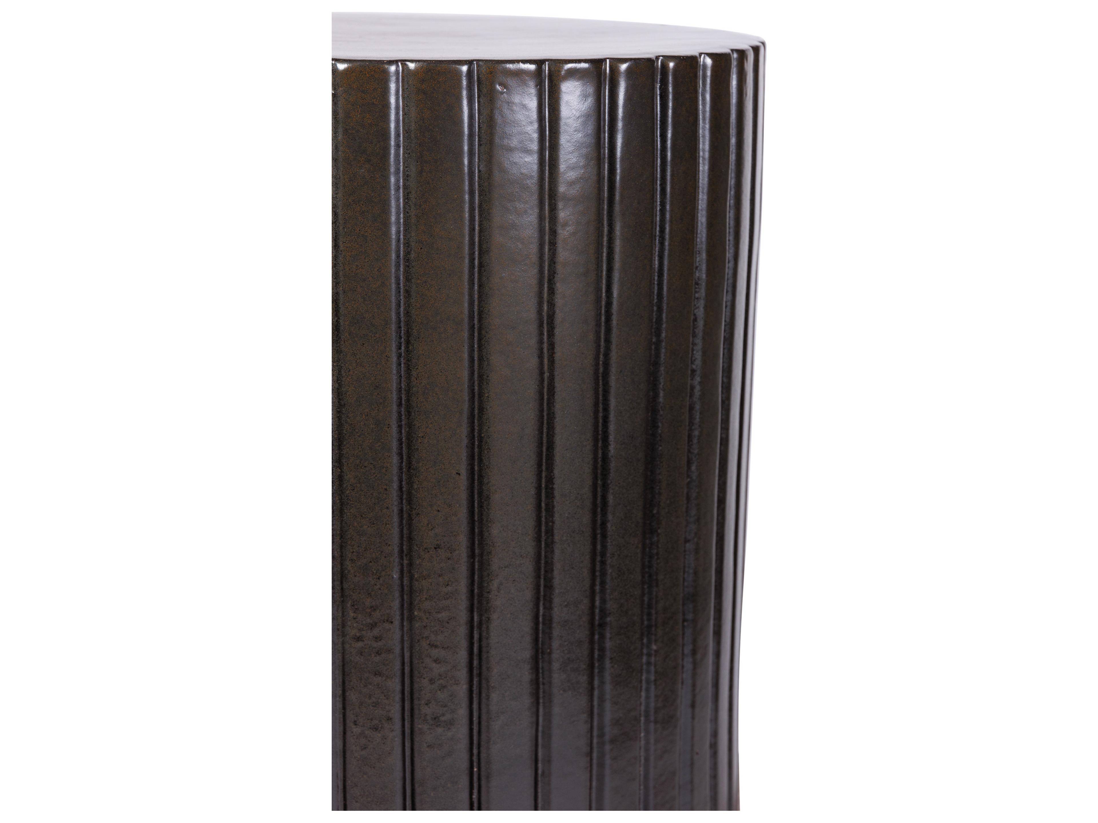 Seasonal Living Ceramics Iron Semi-gloss Ceramic Round End Table