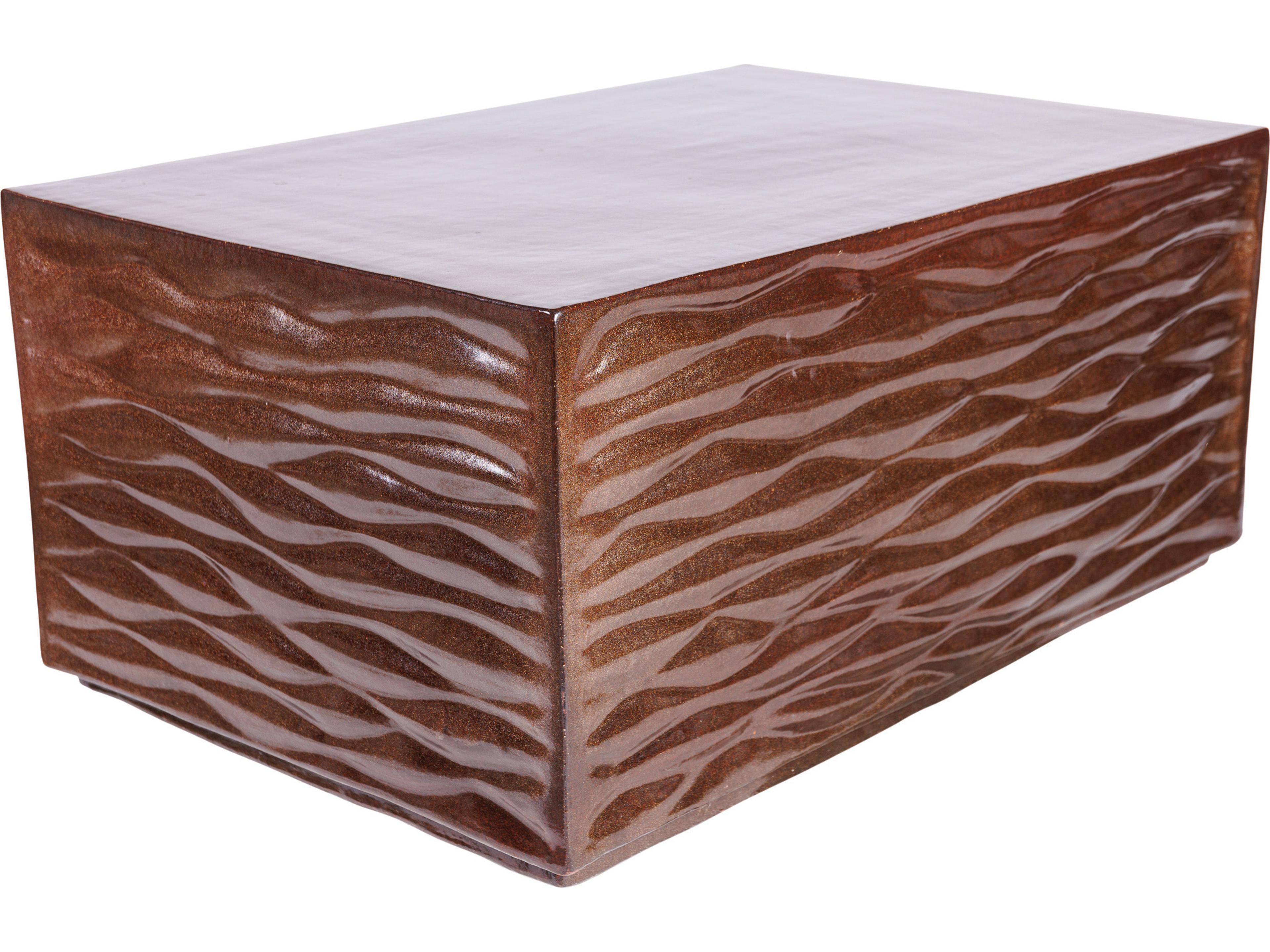 Seasonal Living Ceramics Pyrite Brown Gloss Ceramic Rectangular Coffee Table