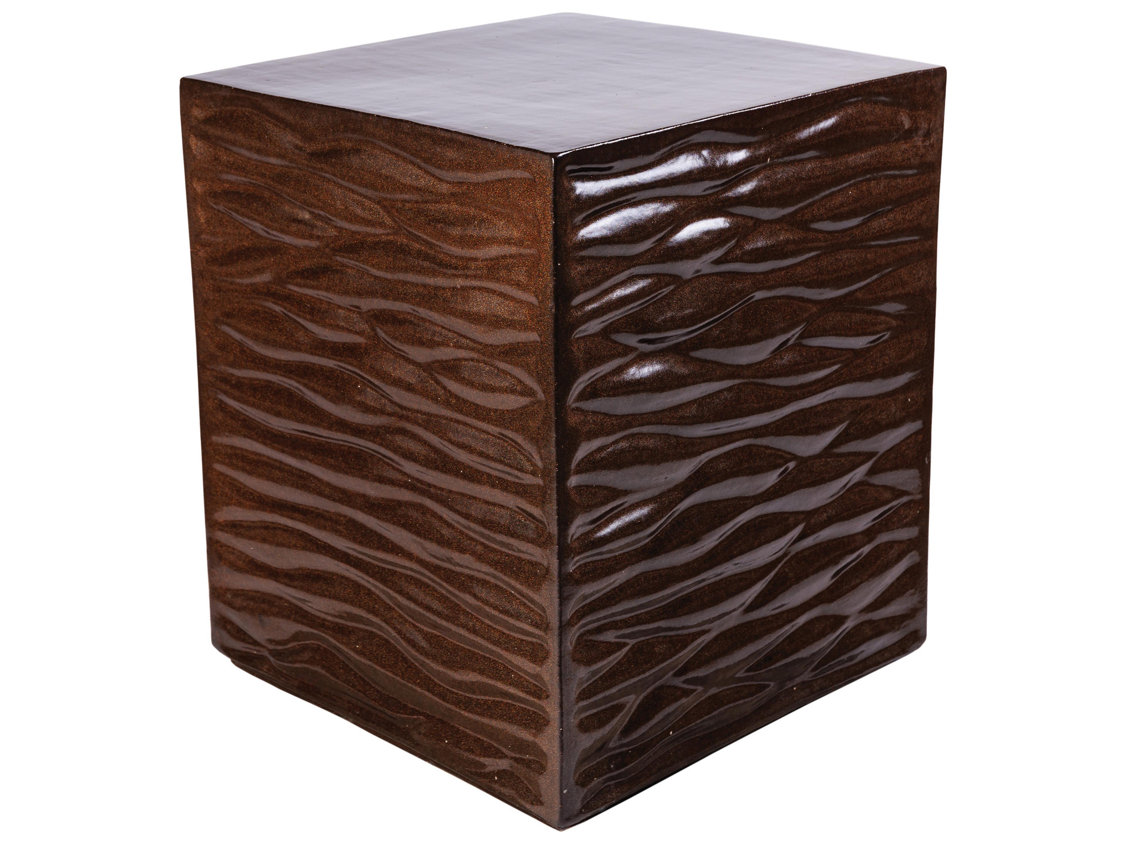 Ceramics Pyrite Brown Gloss Ceramic Square End Table