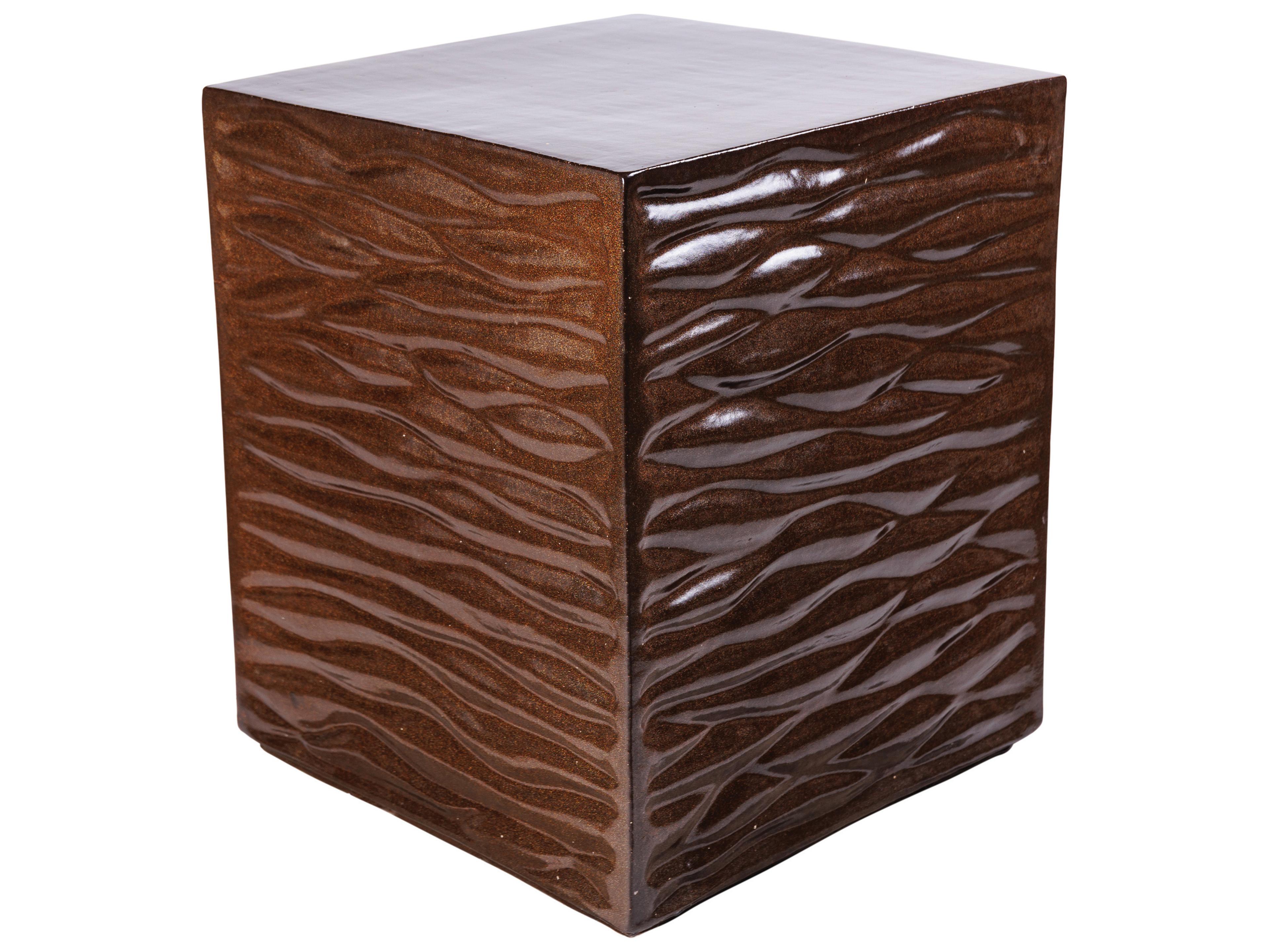 Seasonal Living Ceramics Pyrite Brown Gloss Ceramic Square End Table