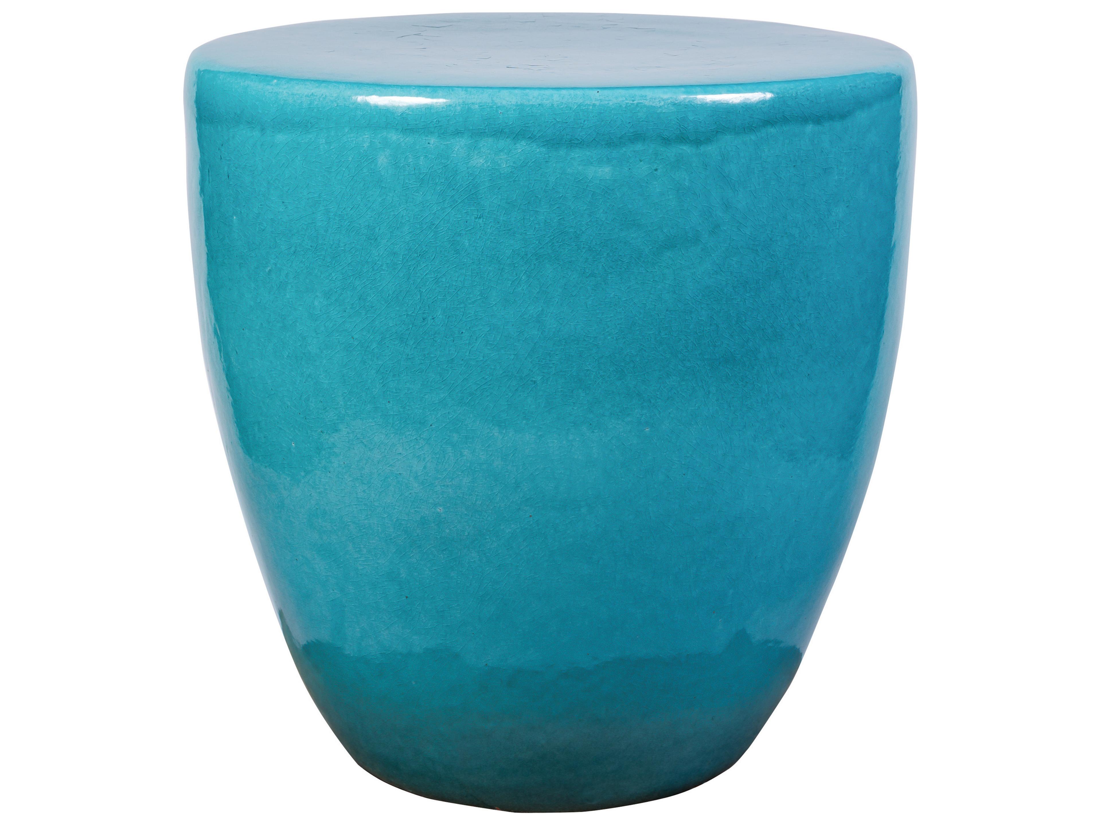 Ceramics Aquamarine Gloss Ceramic Round End Table