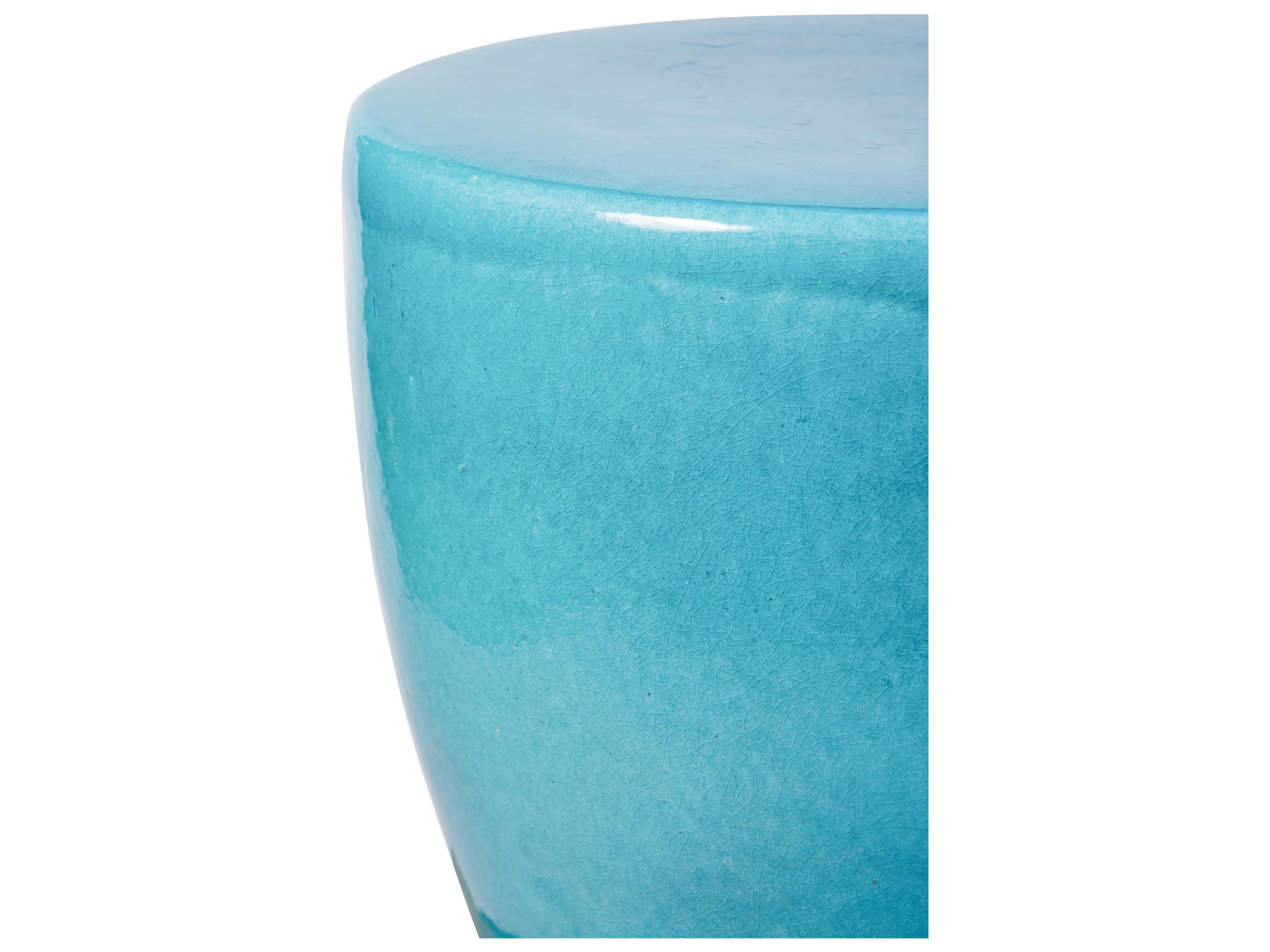 Seasonal Living Ceramics Aquamarine Gloss Ceramic Round End Table