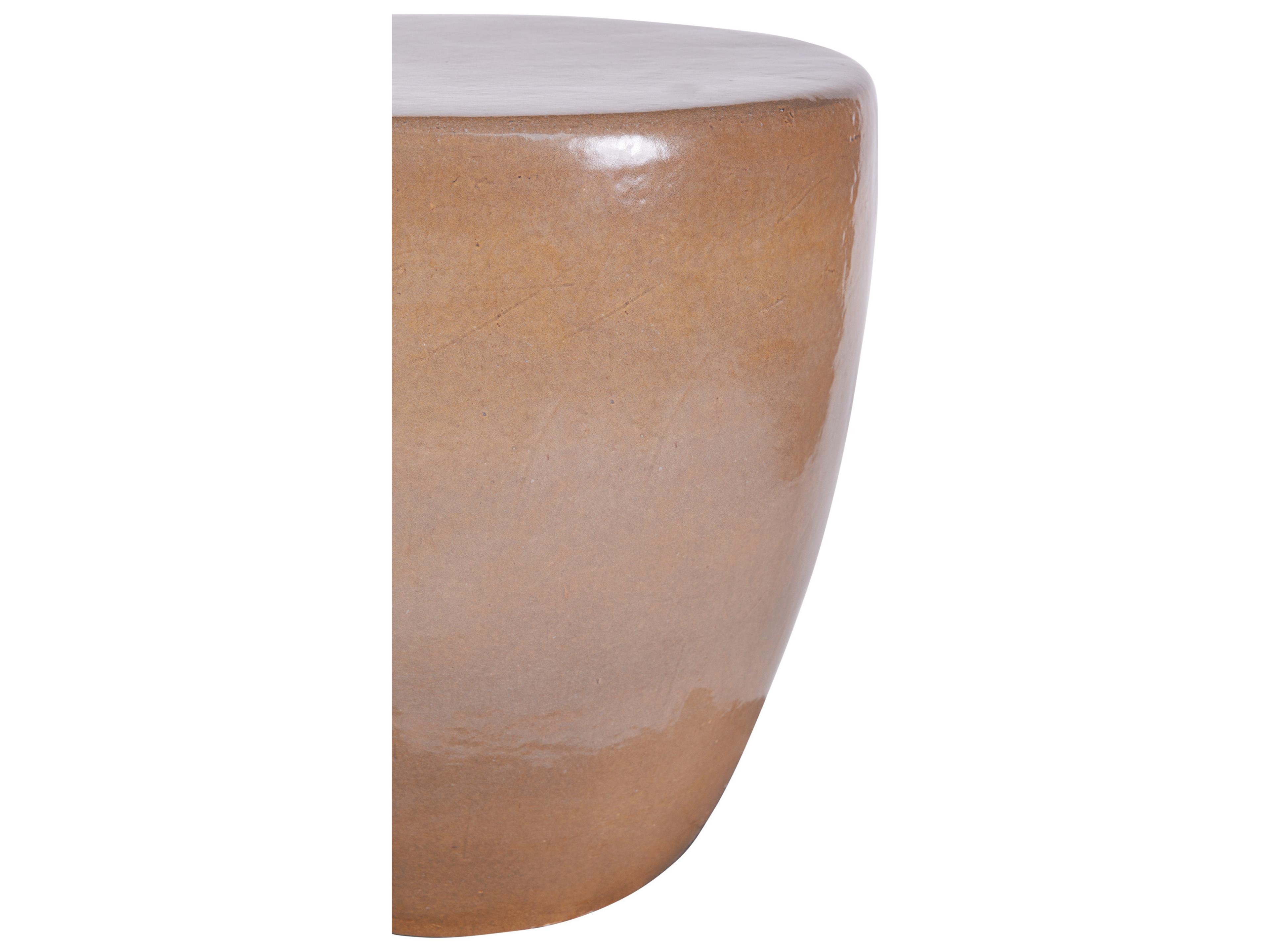 Seasonal Living Ceramics Taupe Gloss Ceramic Round End Table