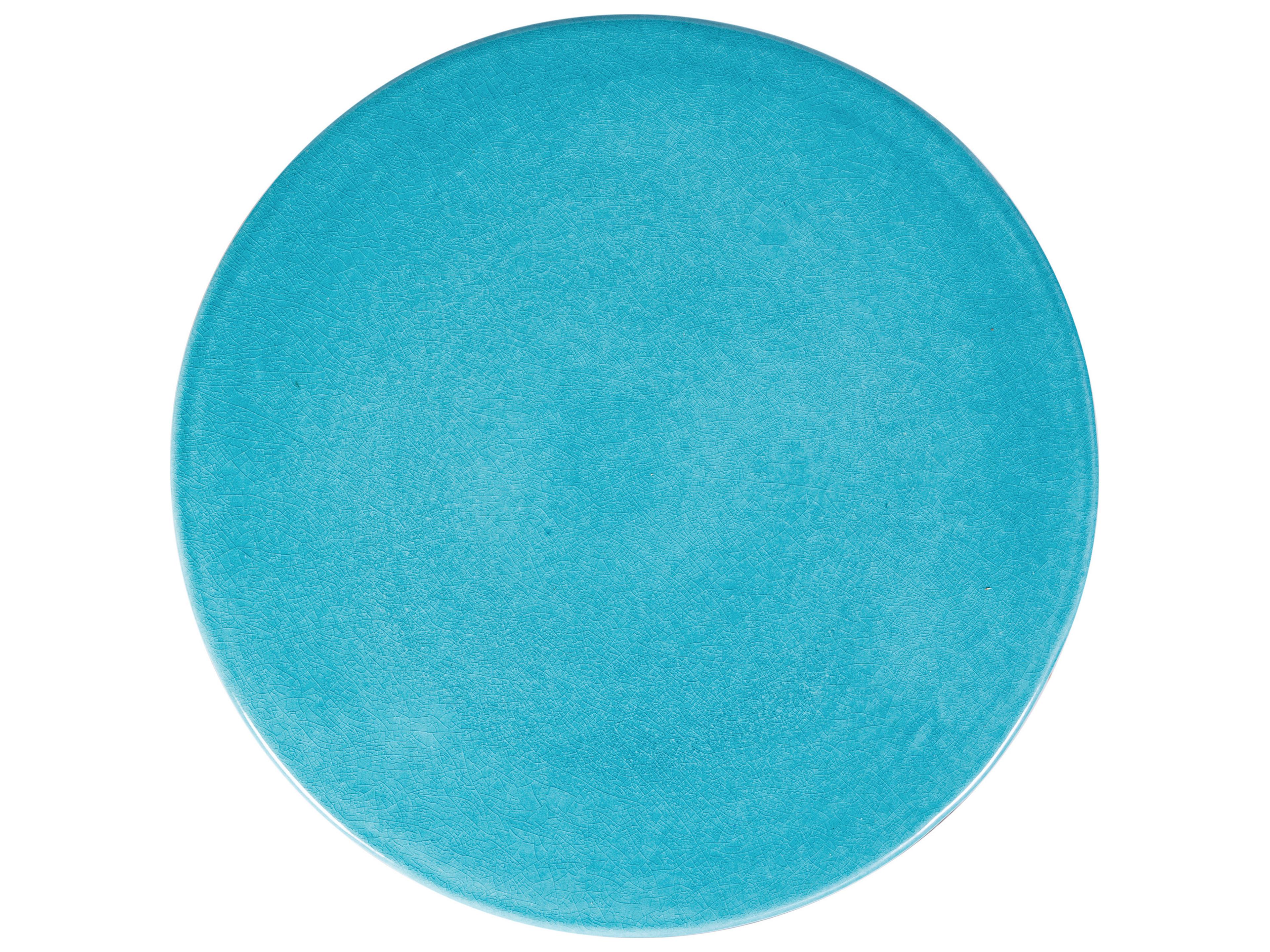 Seasonal Living Ceramics Aquamarine Gloss Top And Sides | Metallic Base Ceramic Dining Chair