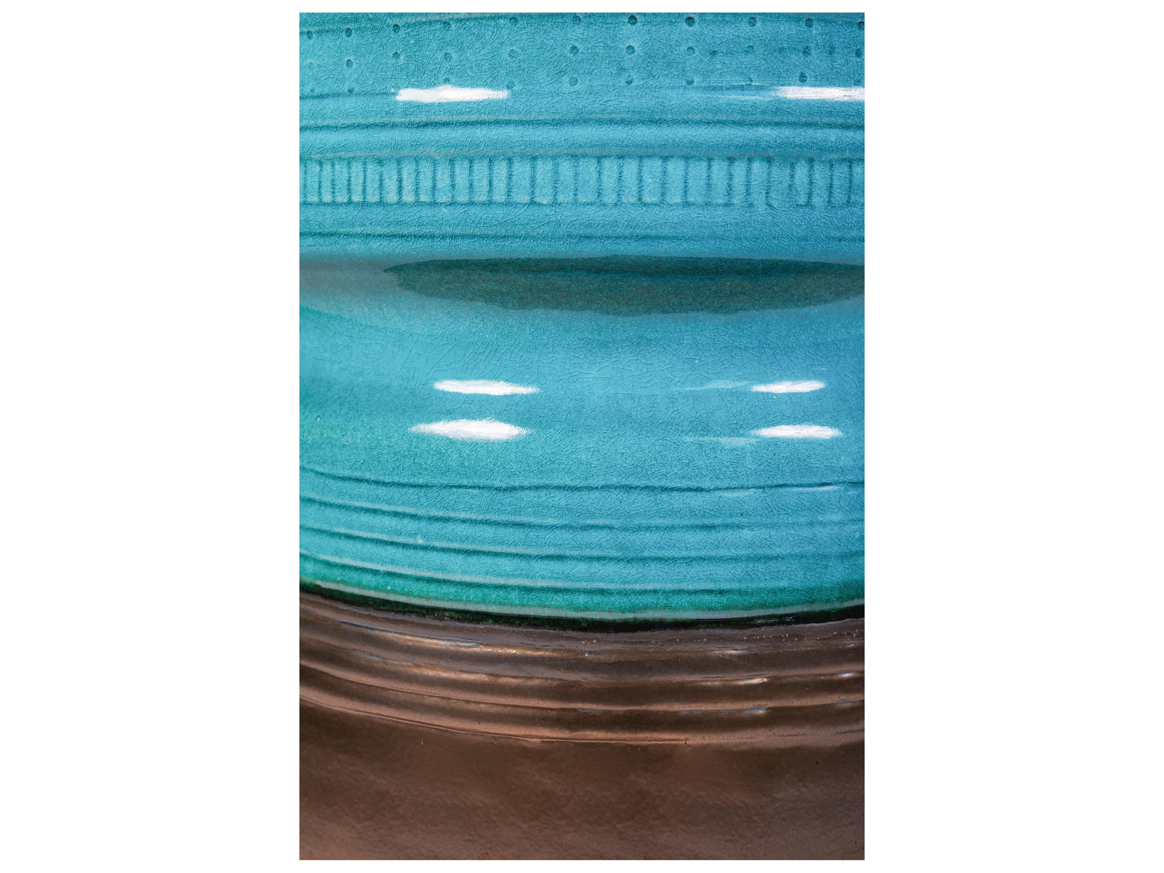 Seasonal Living Ceramics Aquamarine Gloss Top And Sides | Metallic Base Ceramic Dining Chair