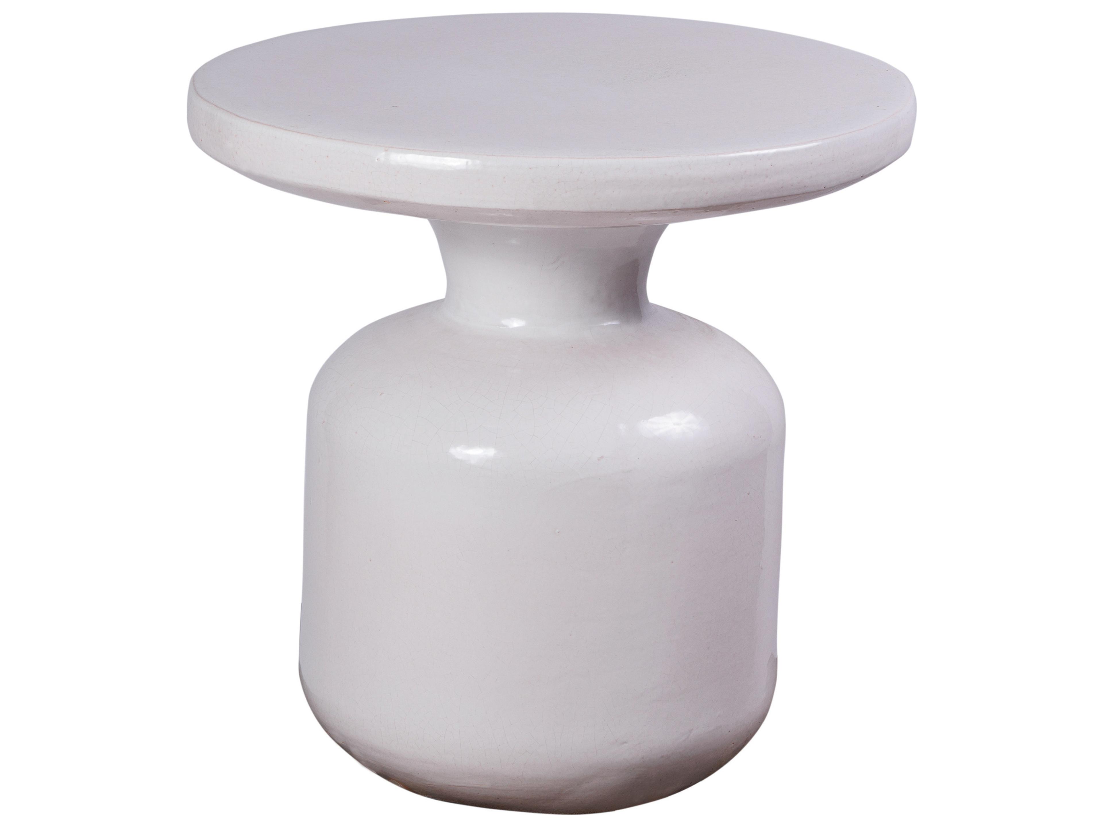 Ceramics Linen Semi-gloss Ceramic Round End Table