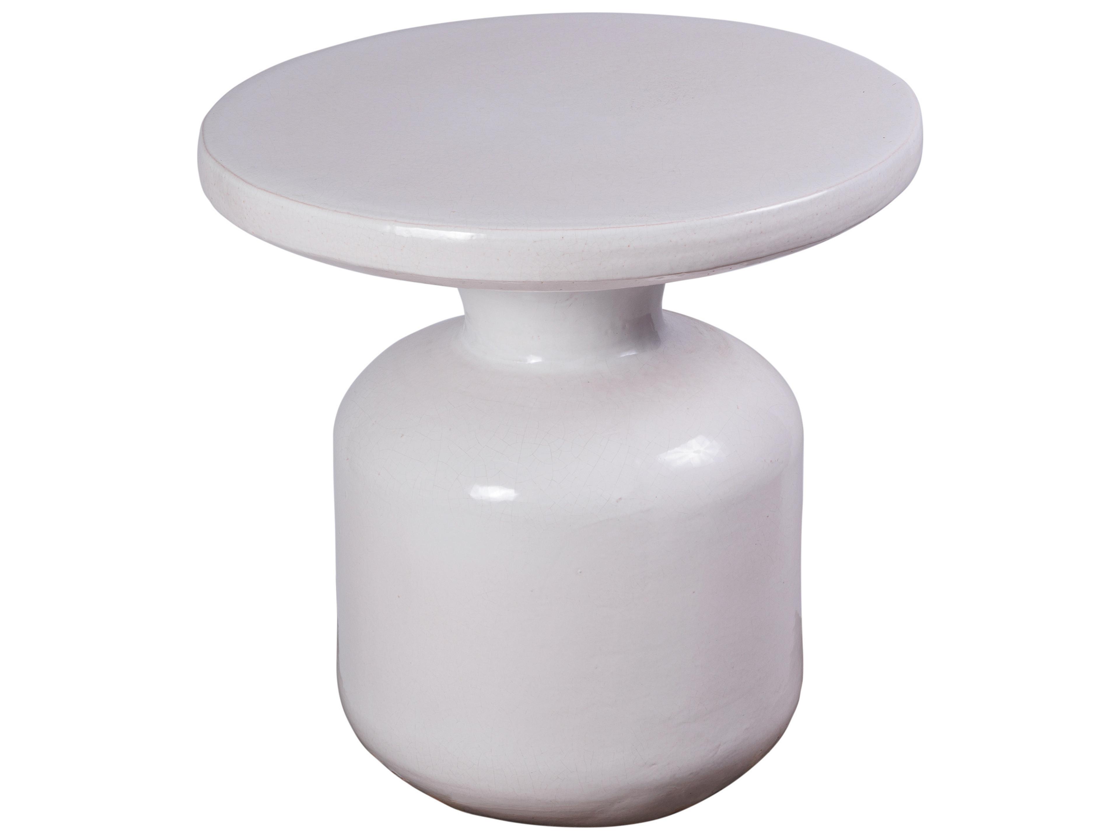 Seasonal Living Ceramics Linen Semi-gloss Ceramic Round End Table
