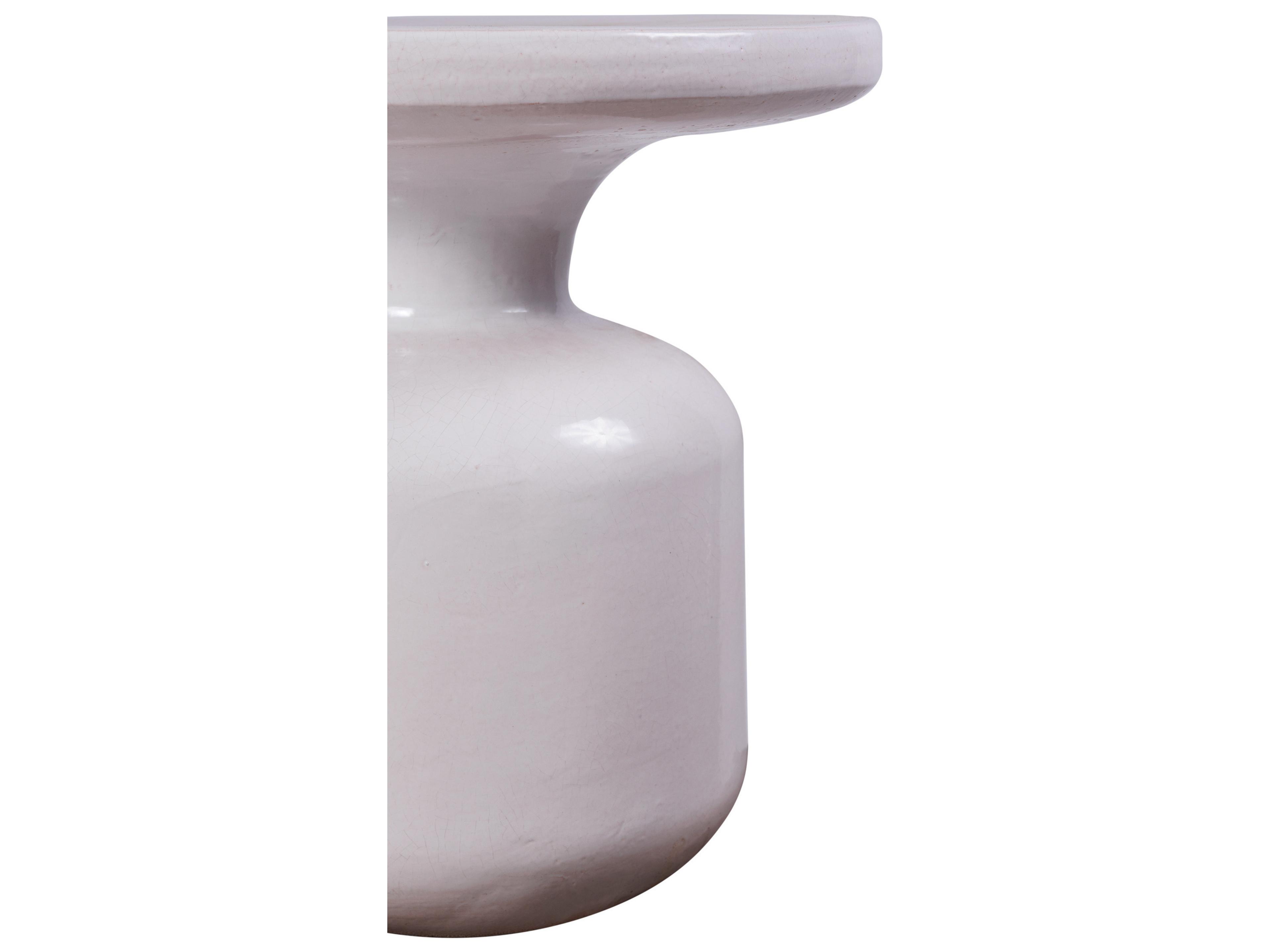 Seasonal Living Ceramics Linen Semi-gloss Ceramic Round End Table